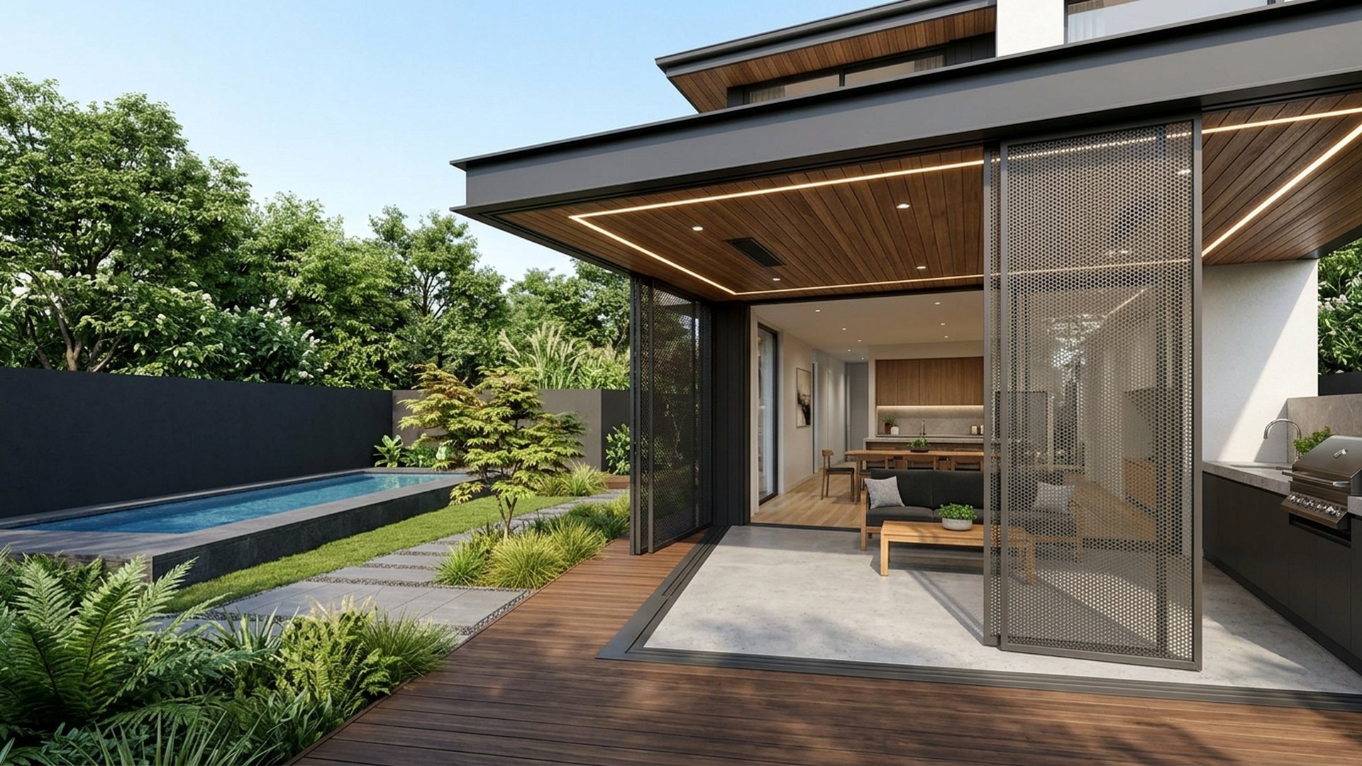 Alfresco Home Designs design concept visualisation photo modern home and garden landscaping. Images and Photos created by www.house-and-garden-designs.com