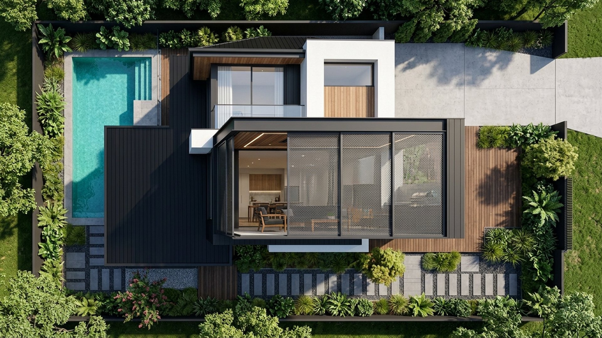Alfresco Home Designs design concept visualisation photo modern home and garden landscaping. Images and Photos created by www.house-and-garden-designs.com