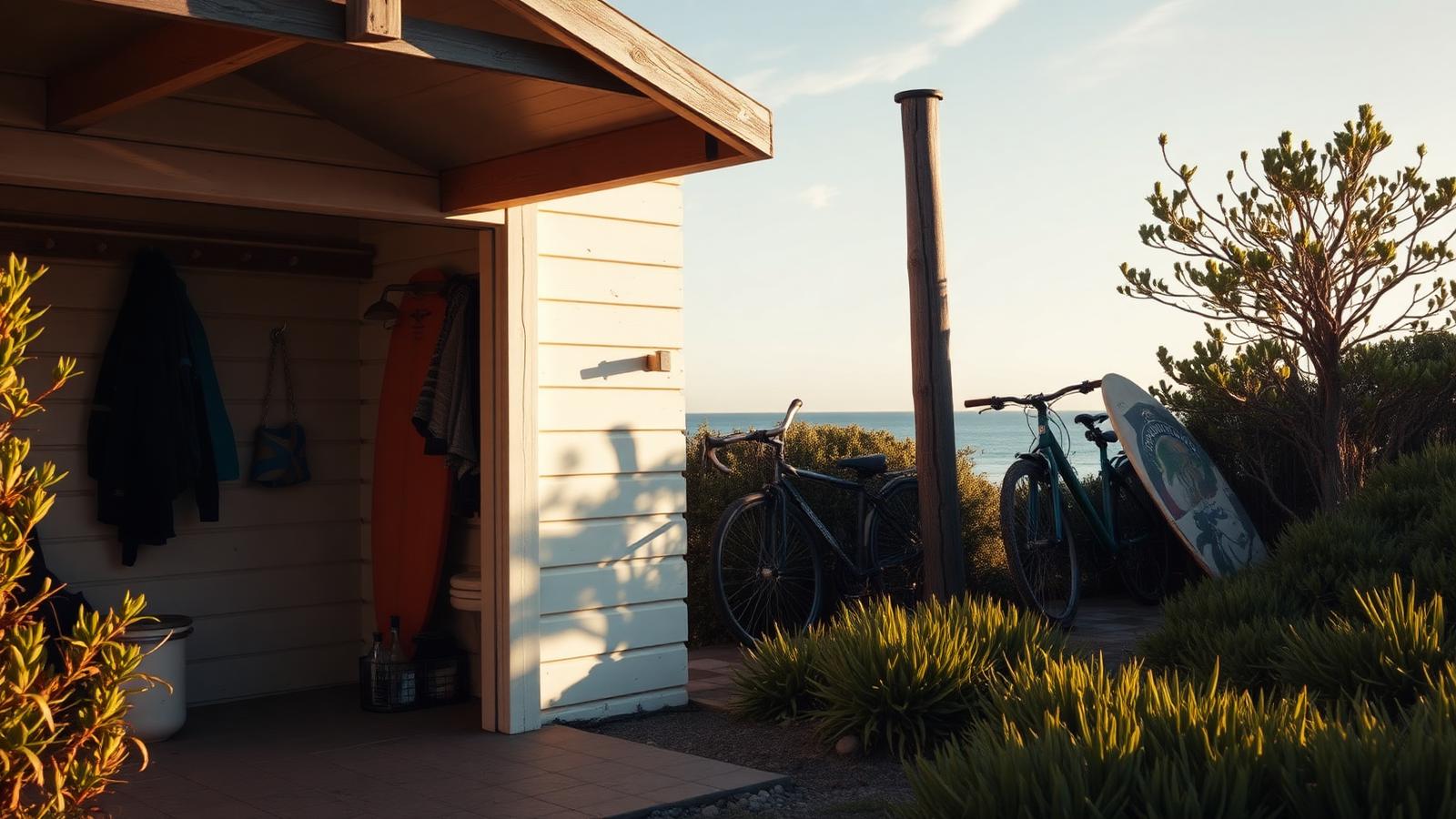 Painted surf shack with outdoor shower beach house design by the ocean A modest painted shack whose best feature is. Images and Photos created by www.house-and-garden-designs.com