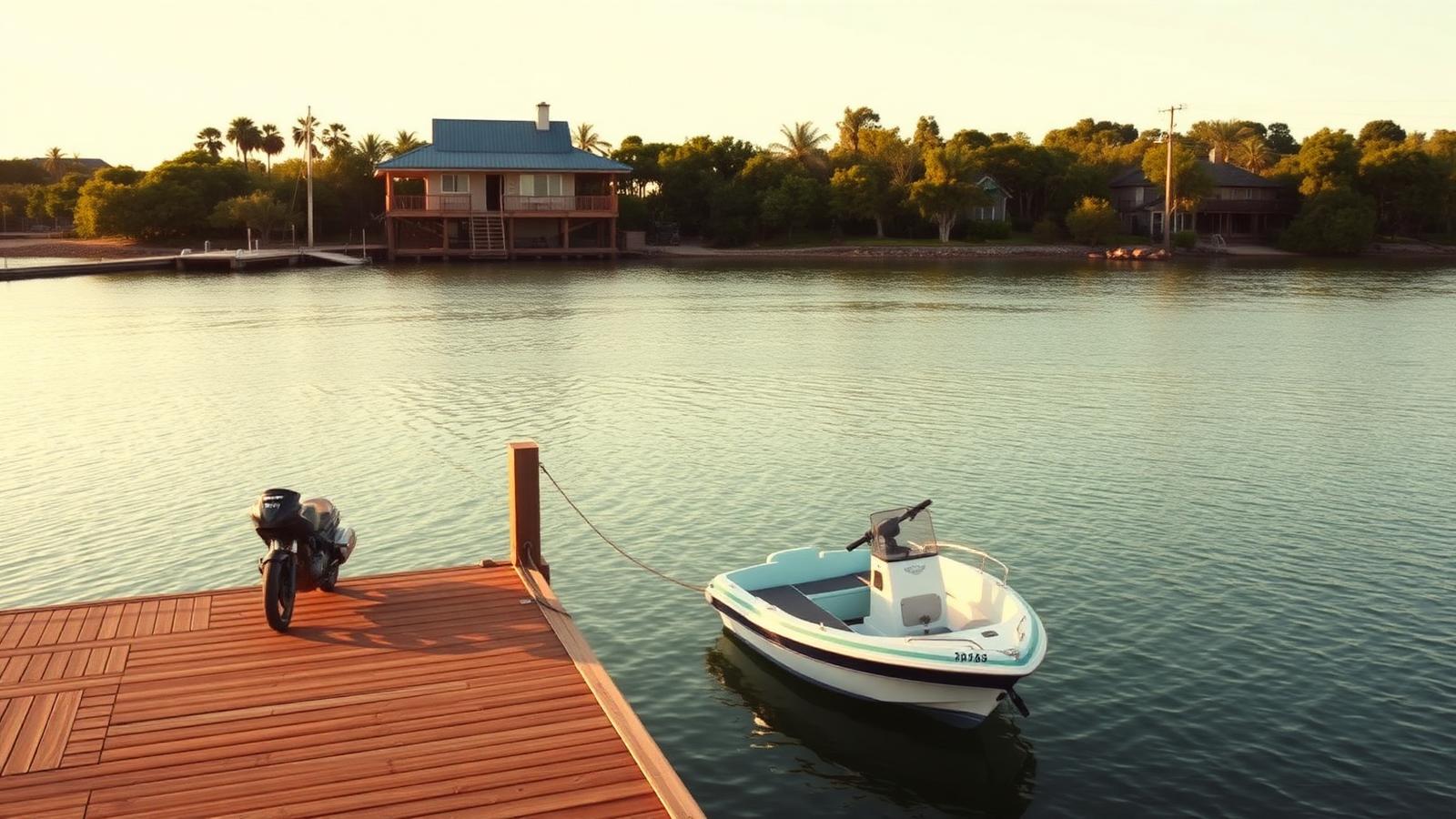 Waterfront home with private boat jetty beach house design by the ocean A calm channel, a private jetty, a small. Images and Photos created by www.house-and-garden-designs.com