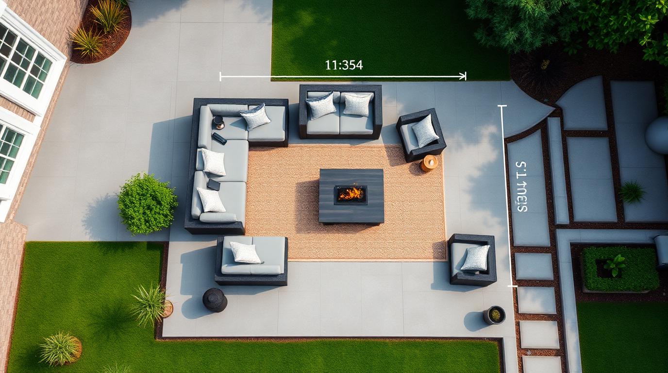 Choosing Size Outdoor Furniture design concept visualisation photo modern home and garden. Images and Photos created by www.house-and-garden-designs.com