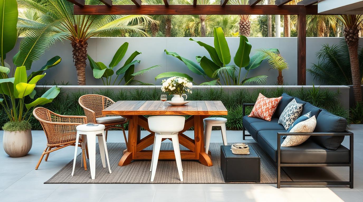 Choosing Theme Outdoor Furniture design concept visualisation photo modern home and garden. Images and Photos created by www.house-and-garden-designs.com
