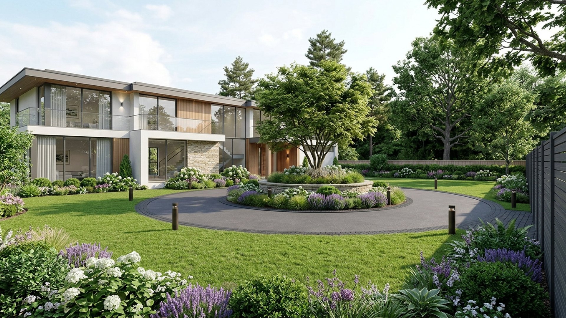 Circular Home Designs design concept visualisation photo modern home and garden landscaping. Images and Photos created by www.house-and-garden-designs.com