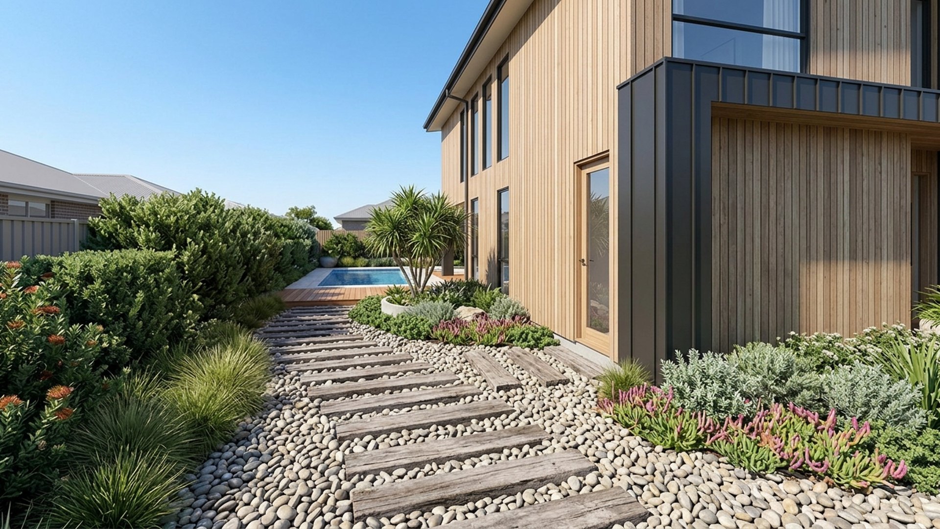 Coastal Home Designs design concept visualisation photo modern home and garden landscaping. Images and Photos created by www.house-and-garden-designs.com