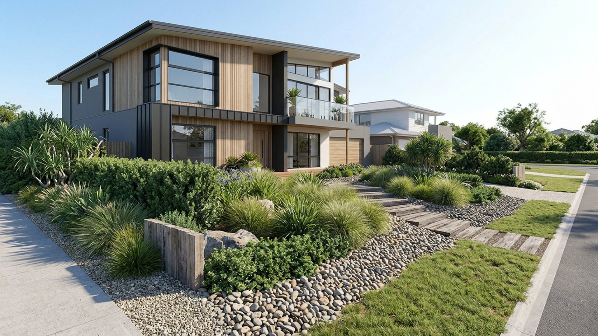 Coastal Home Designs design concept visualisation photo modern home and garden landscaping. Images and Photos created by www.house-and-garden-designs.com