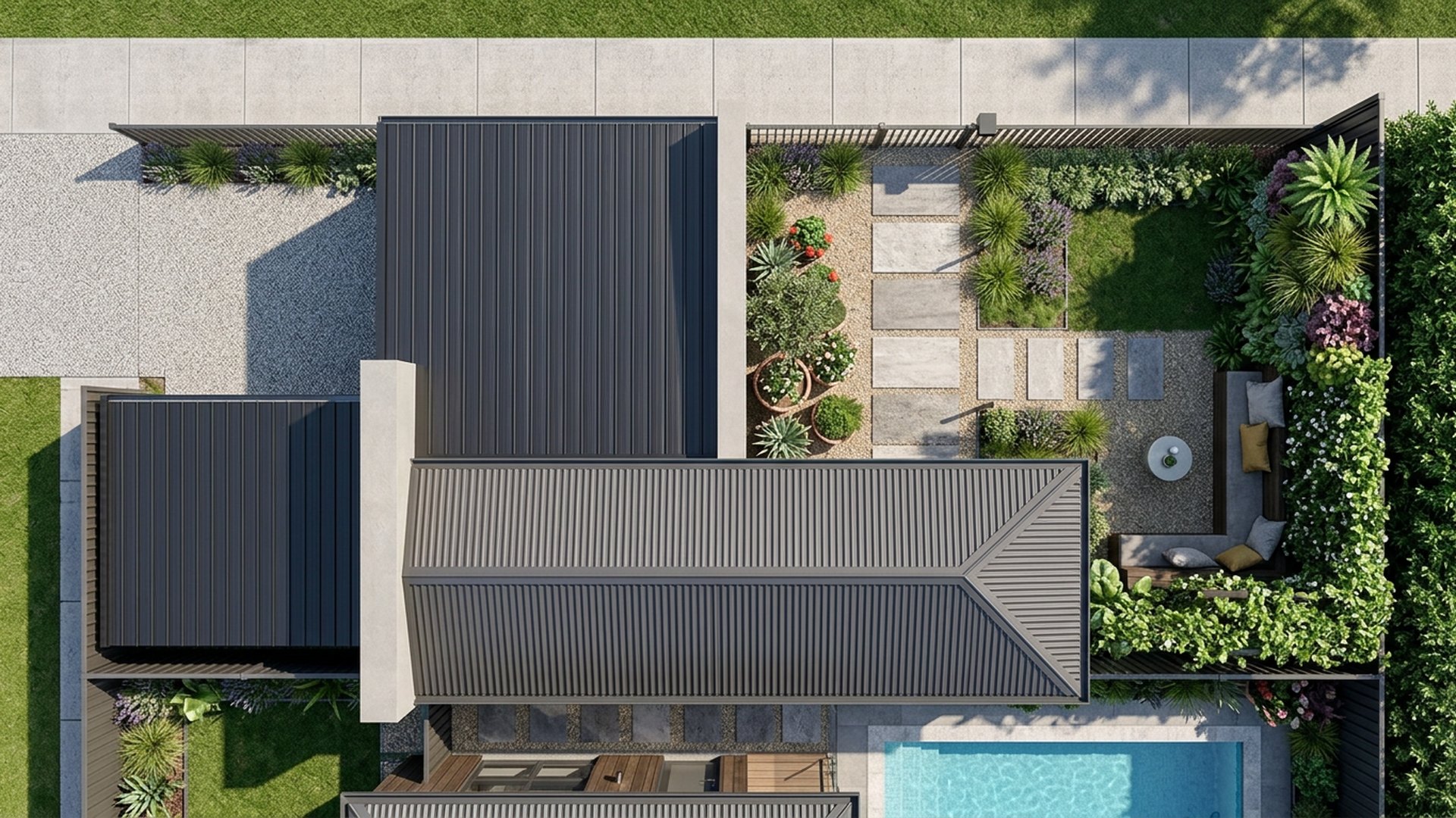 Compact Home Designs design concept visualisation photo modern home and garden landscaping. Images and Photos created by www.house-and-garden-designs.com
