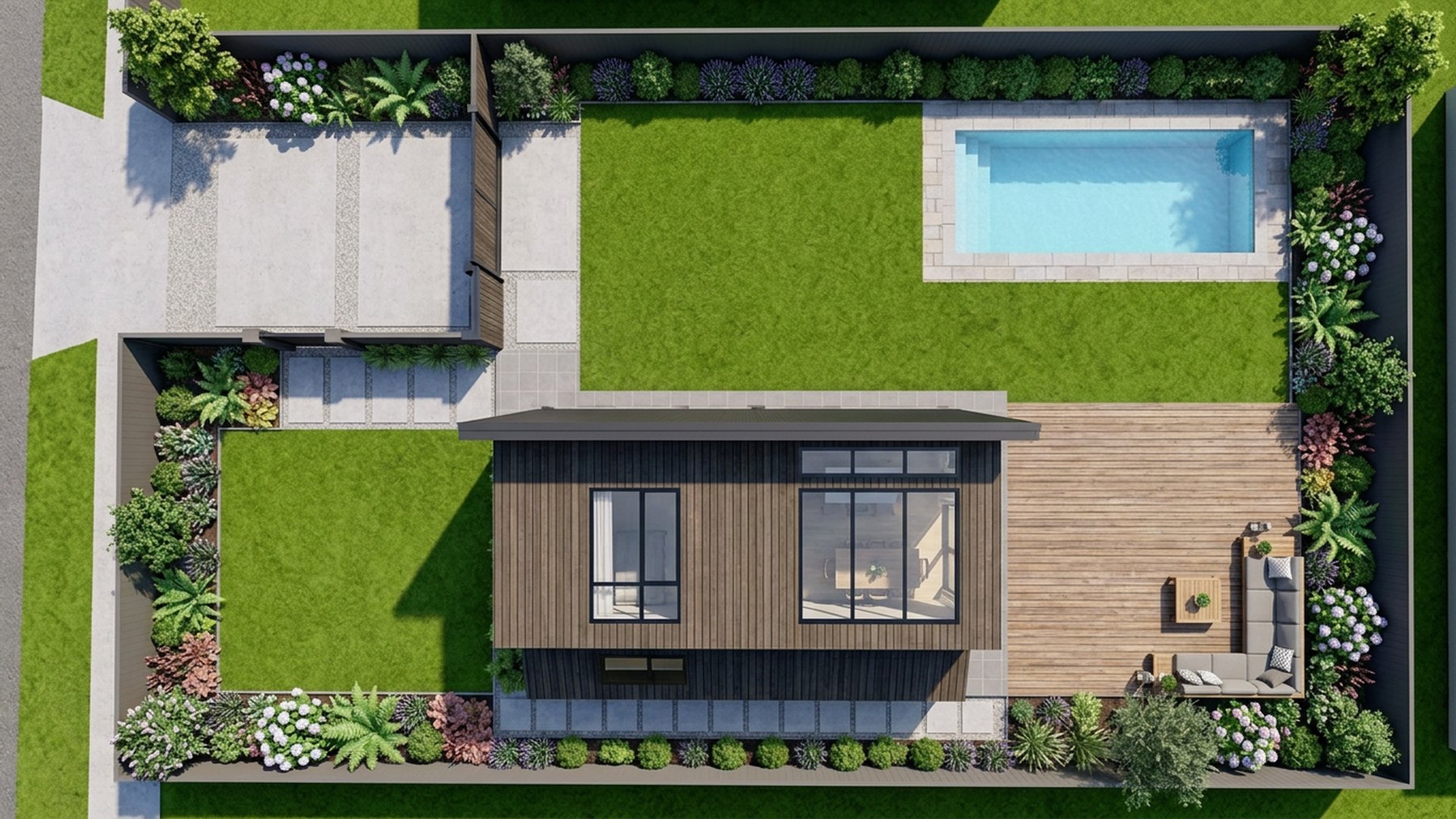 Deck Home Designs design concept visualisation photo modern home and garden landscaping. Images and Photos created by www.house-and-garden-designs.com