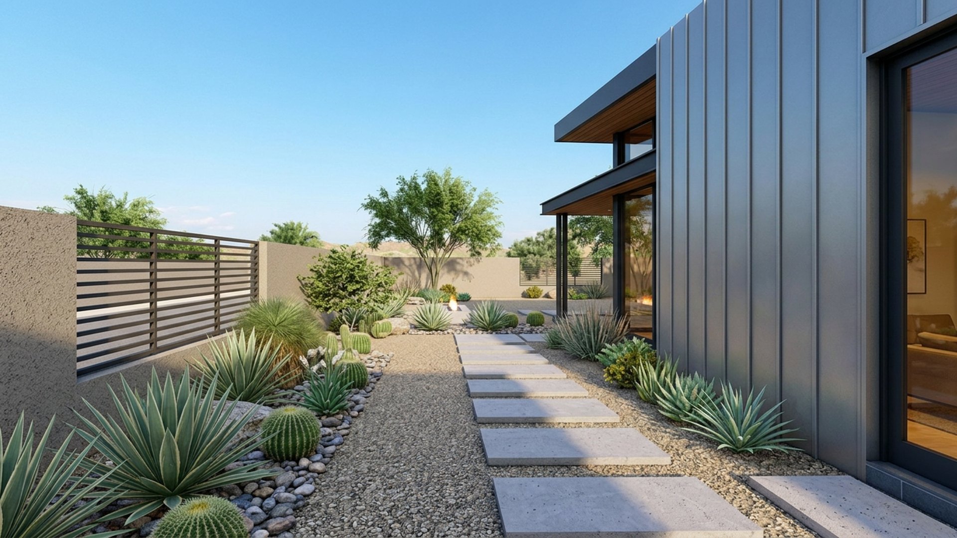 Desert Home Designs design concept visualisation photo modern home and garden landscaping. Images and Photos created by www.house-and-garden-designs.com