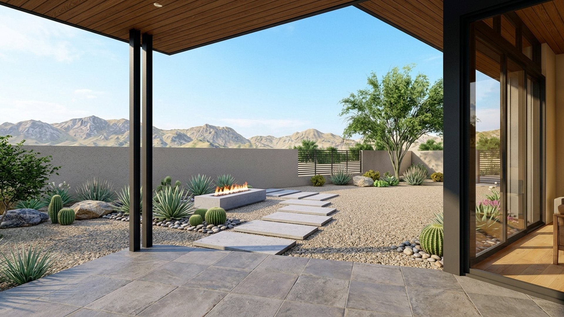 Desert Home Designs design concept visualisation photo modern home and garden landscaping. Images and Photos created by www.house-and-garden-designs.com