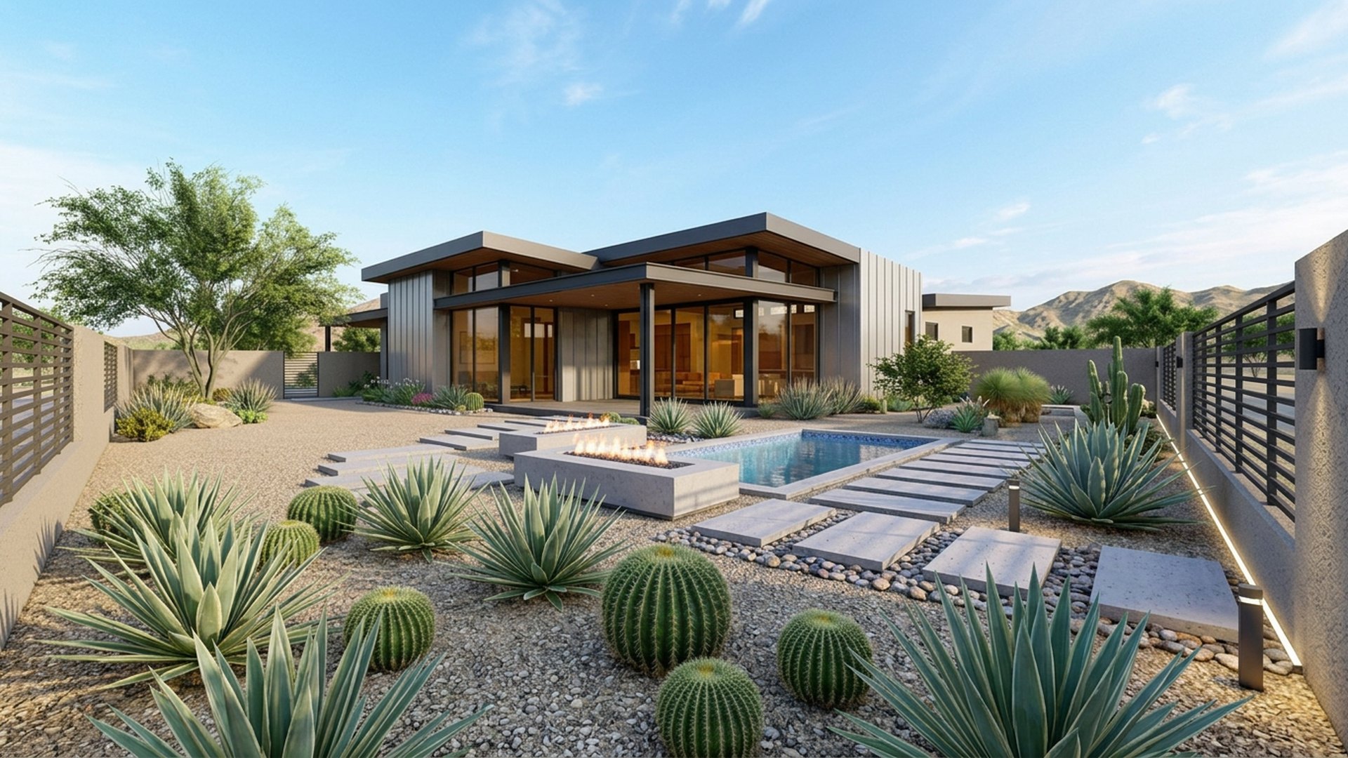 Desert Home Designs design concept visualisation photo modern home and garden landscaping. Images and Photos created by www.house-and-garden-designs.com