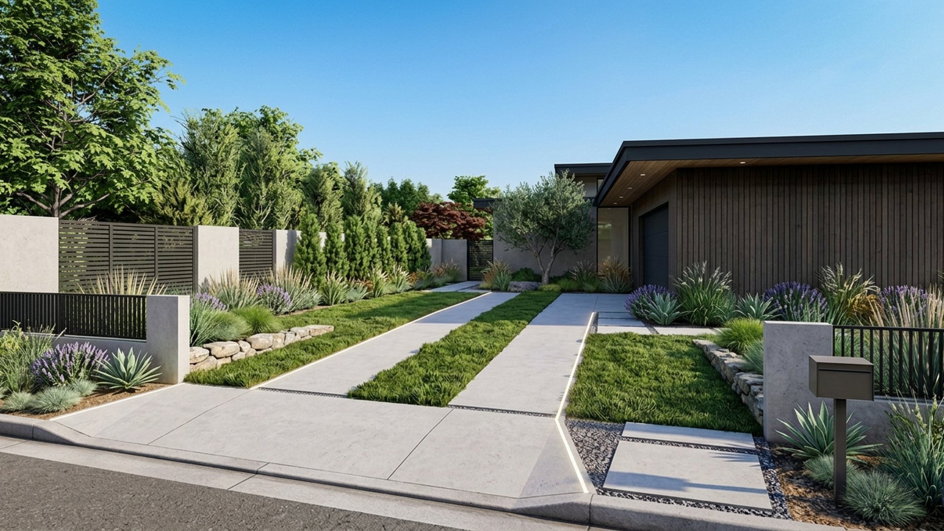 Driveway Home Designs design concept visualisation photo modern home and garden landscaping. Images and Photos created by www.house-and-garden-designs.com