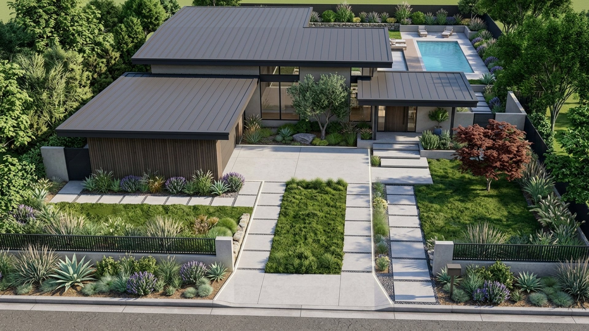 Driveway Home Designs design concept visualisation photo modern home and garden landscaping. Images and Photos created by www.house-and-garden-designs.com