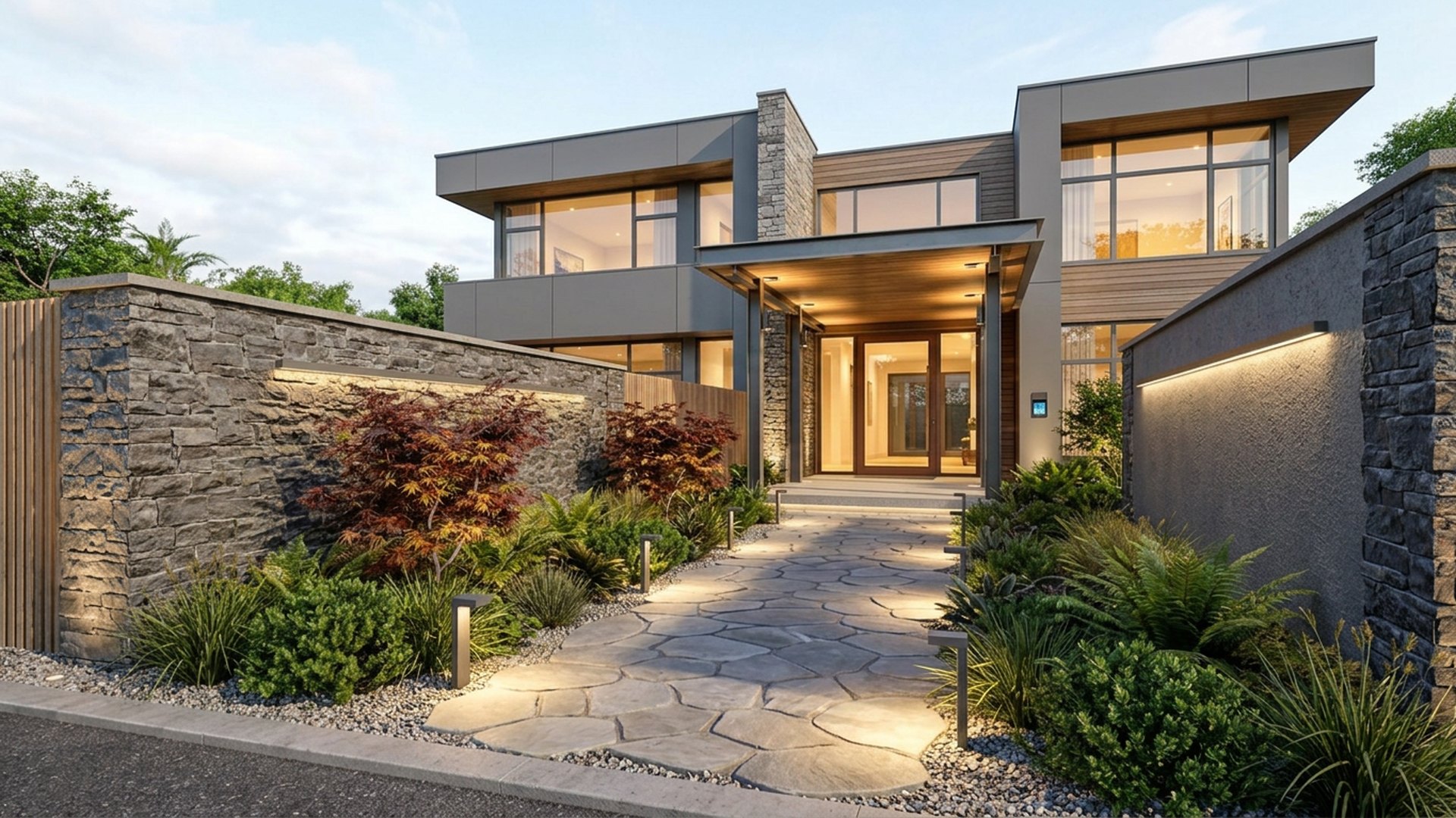 Evening Home Designs design concept visualisation photo modern home and garden landscaping. Images and Photos created by www.house-and-garden-designs.com