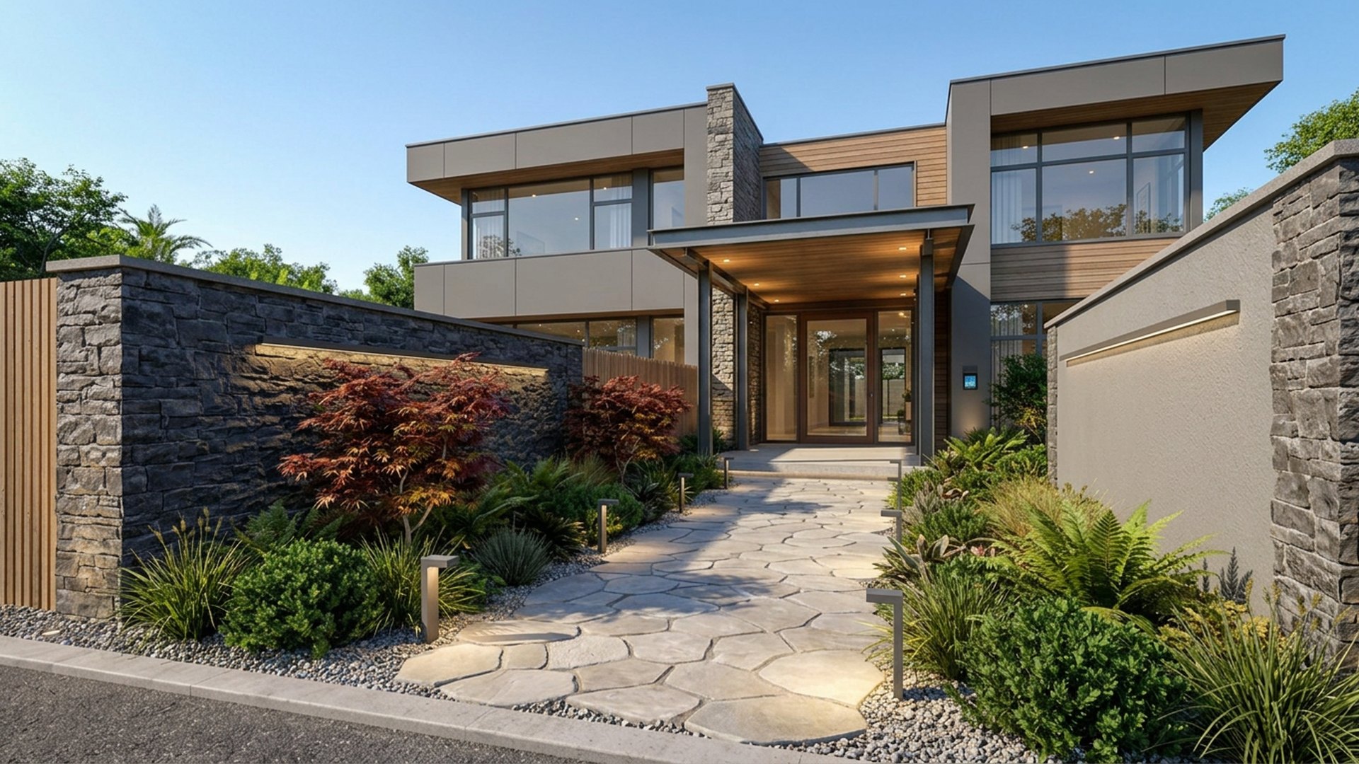 Evening Home Designs design concept visualisation photo modern home and garden landscaping. Images and Photos created by www.house-and-garden-designs.com