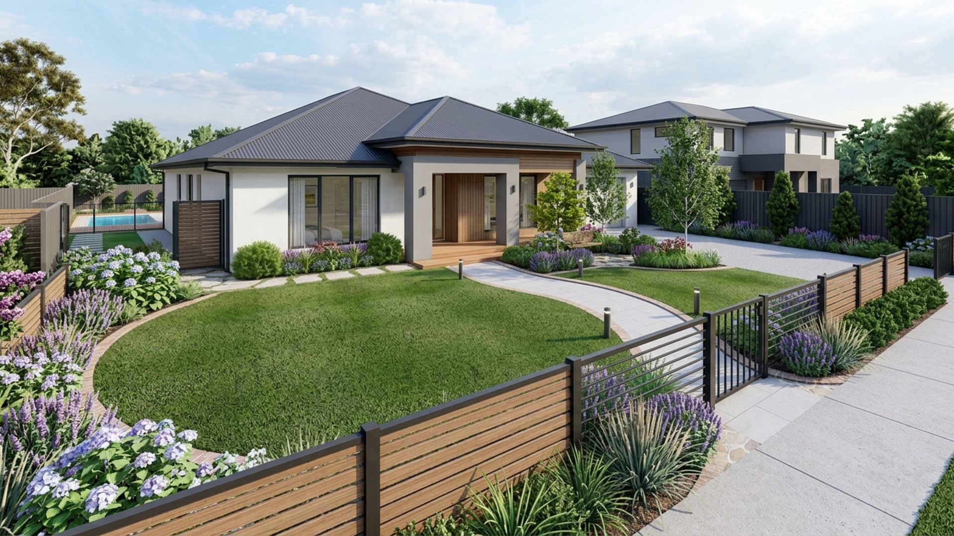 Family Home Designs design concept visualisation photo modern home and garden landscaping. Images and Photos created by www.house-and-garden-designs.com