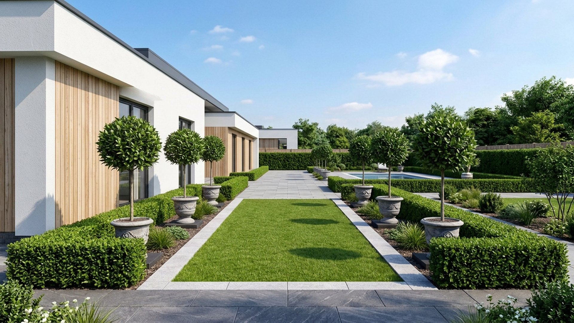 Formal Home Designs design concept visualisation photo modern home and garden landscaping. Images and Photos created by www.house-and-garden-designs.com