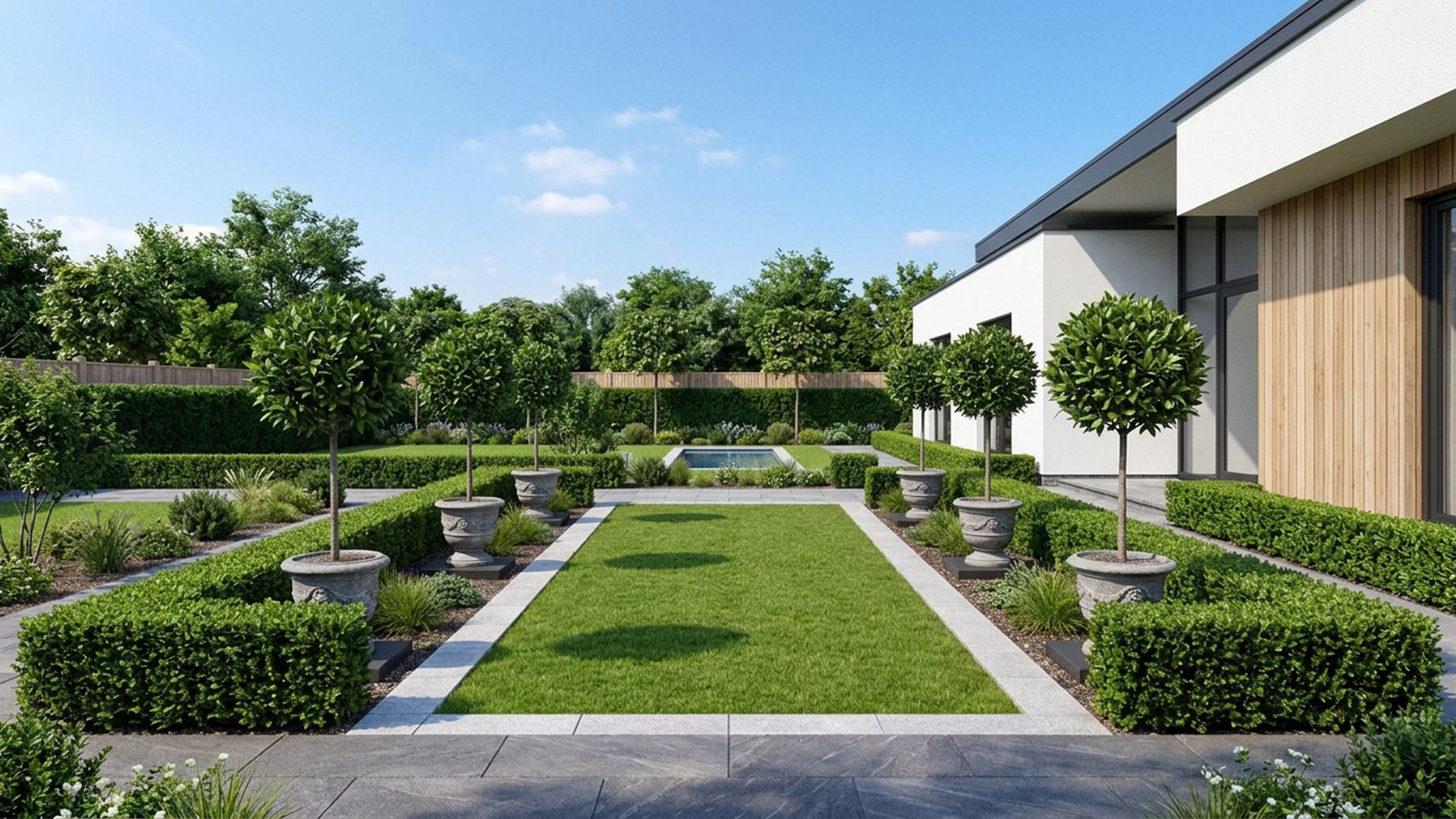 Formal Home Designs design concept visualisation photo modern home and garden landscaping. Images and Photos created by www.house-and-garden-designs.com