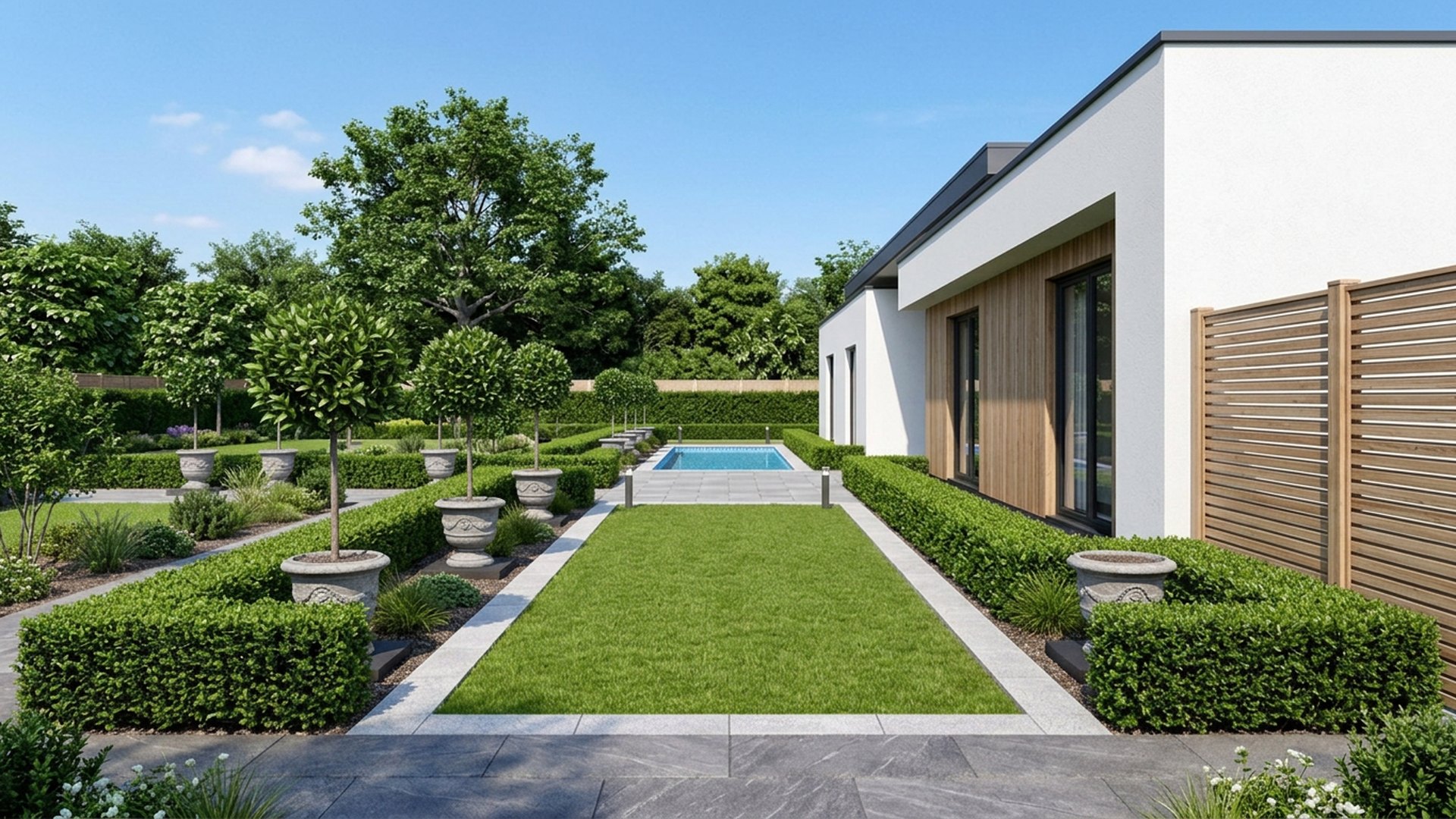 Formal Home Designs design concept visualisation photo modern home and garden landscaping. Images and Photos created by www.house-and-garden-designs.com