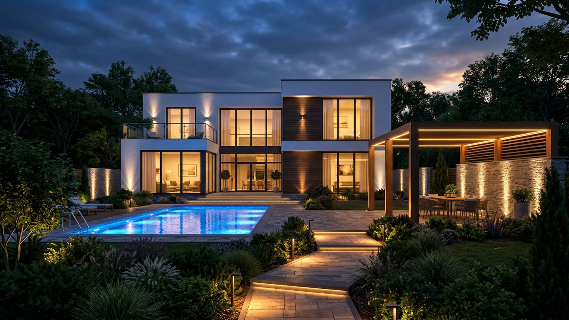 Full Night Backyard backyard landscaping concept — Forward Looking