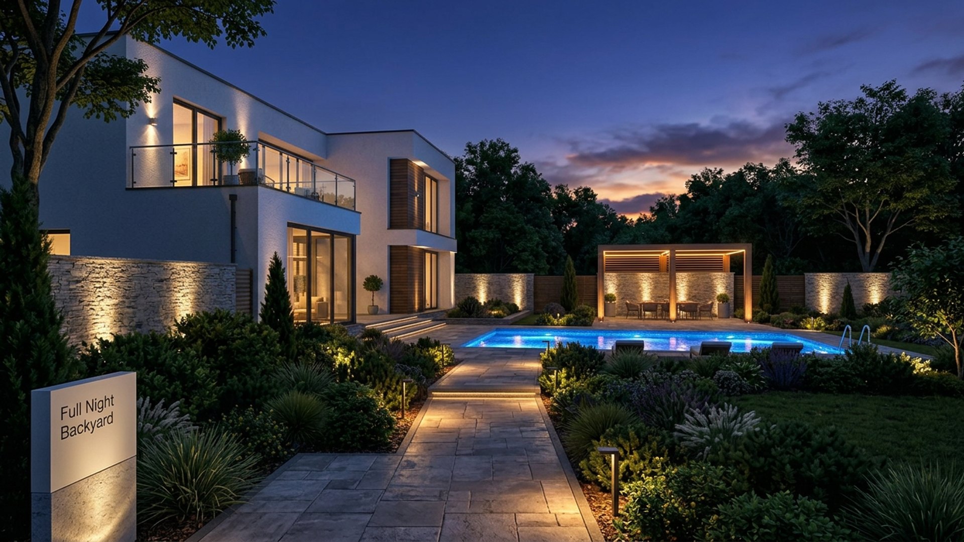 Full Future Home Lighting design concept visualisation photo modern home and garden. Images and Photos created by www.house-and-garden-designs.com