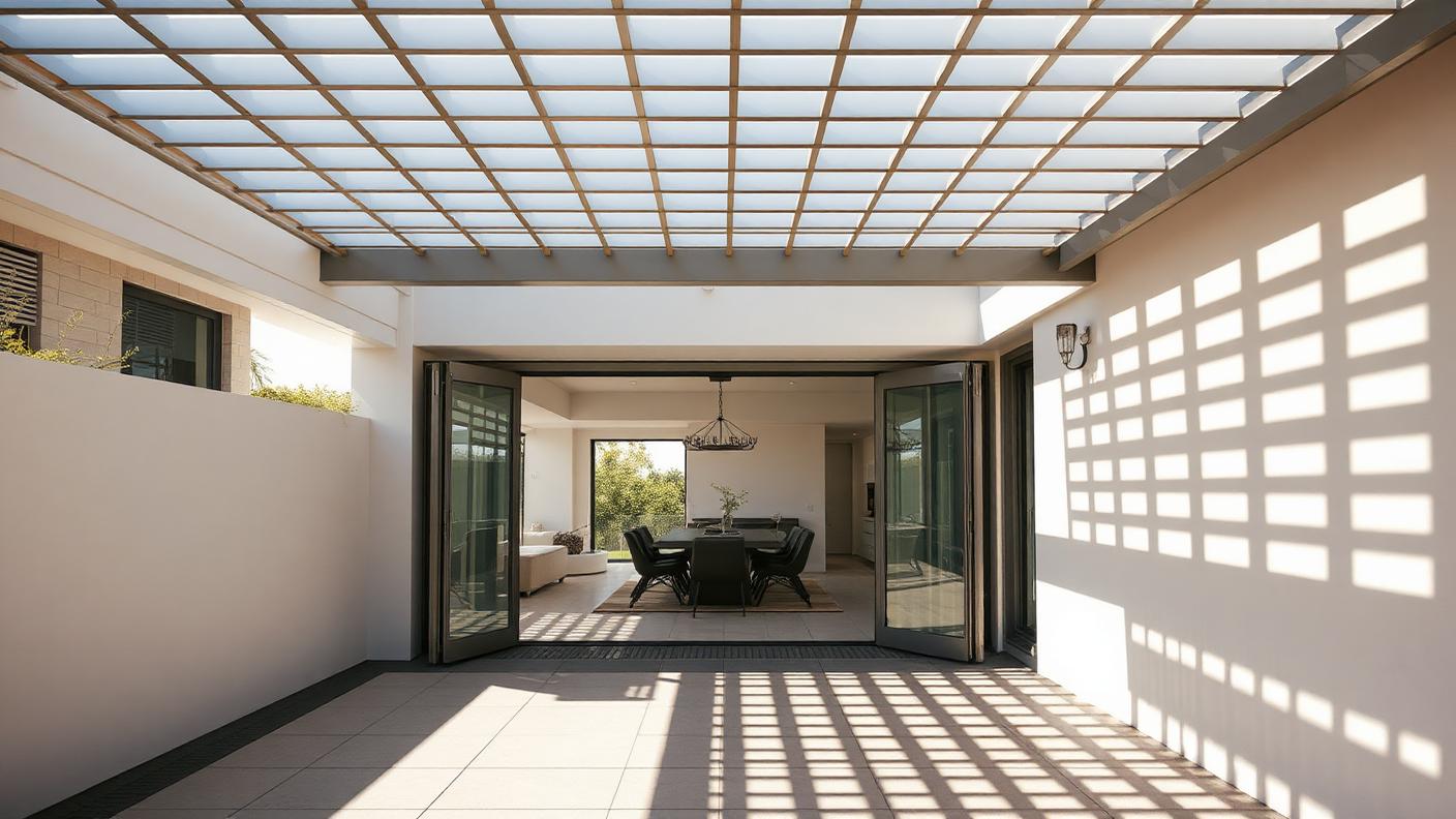 G1 Rear Pergola Designs design concept visualisation photo modern home and garden. Images and Photos created by www.house-and-garden-designs.com