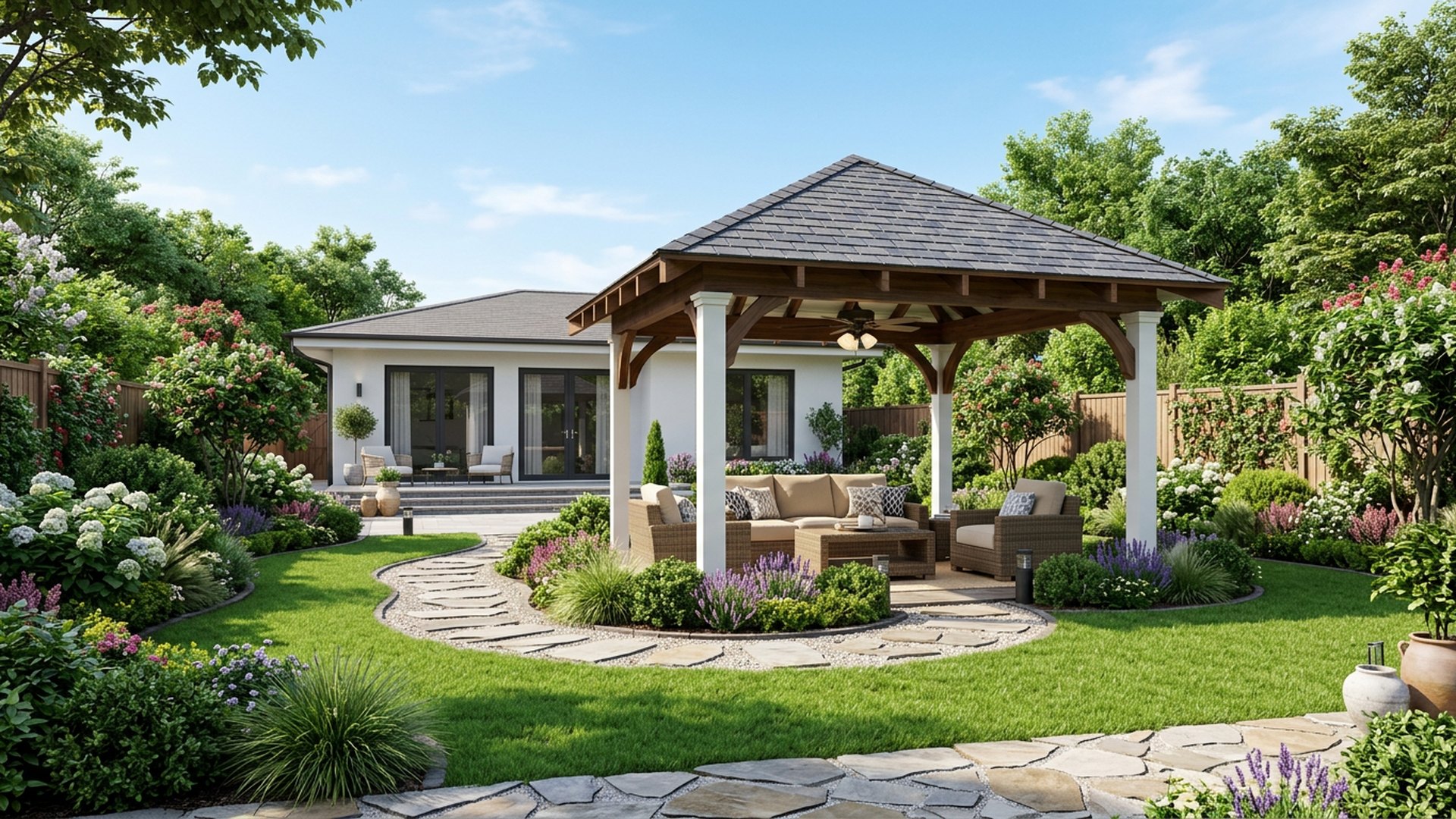 Gazebo Garden Room backyard landscaping concept — Forward Looking