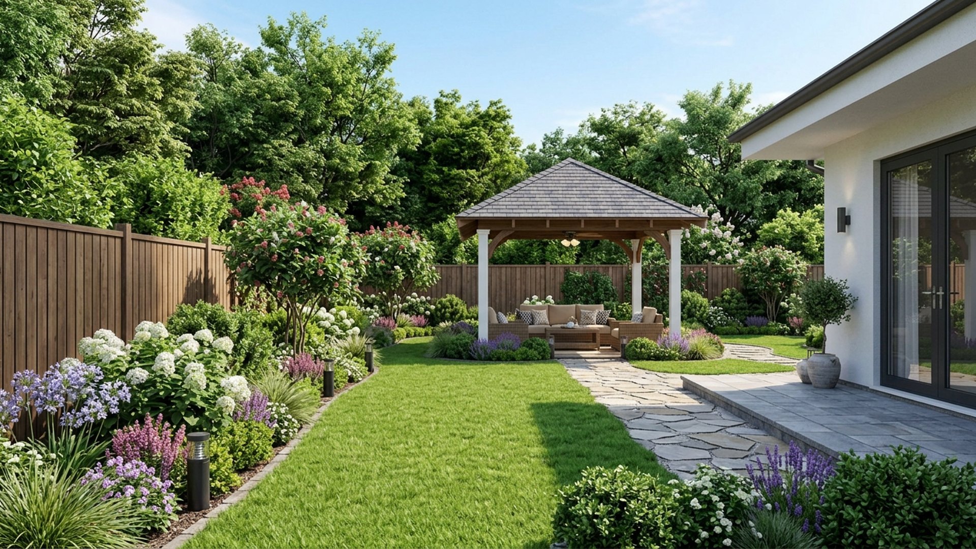 Gazebo Garden Designs design concept visualisation photo modern home and garden landscaping. Images and Photos created by www.house-and-garden-designs.com