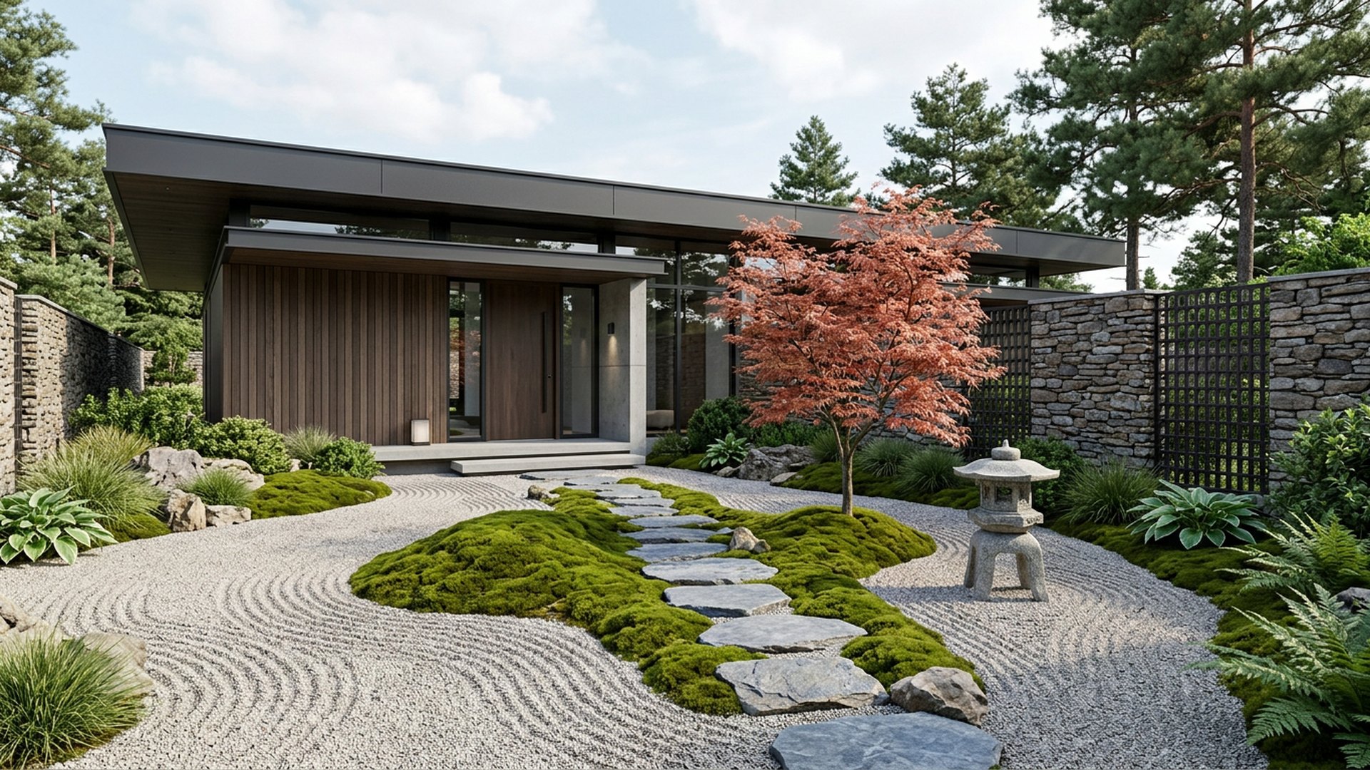 Japanese Entry Garden front yard landscaping concept — Forward Looking