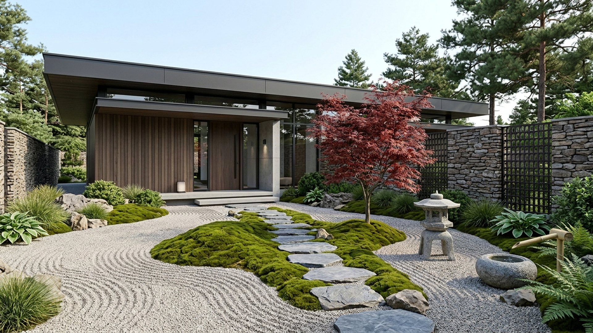 Japanese Garden Designs design concept visualisation photo modern home and garden landscaping. Images and Photos created by www.house-and-garden-designs.com