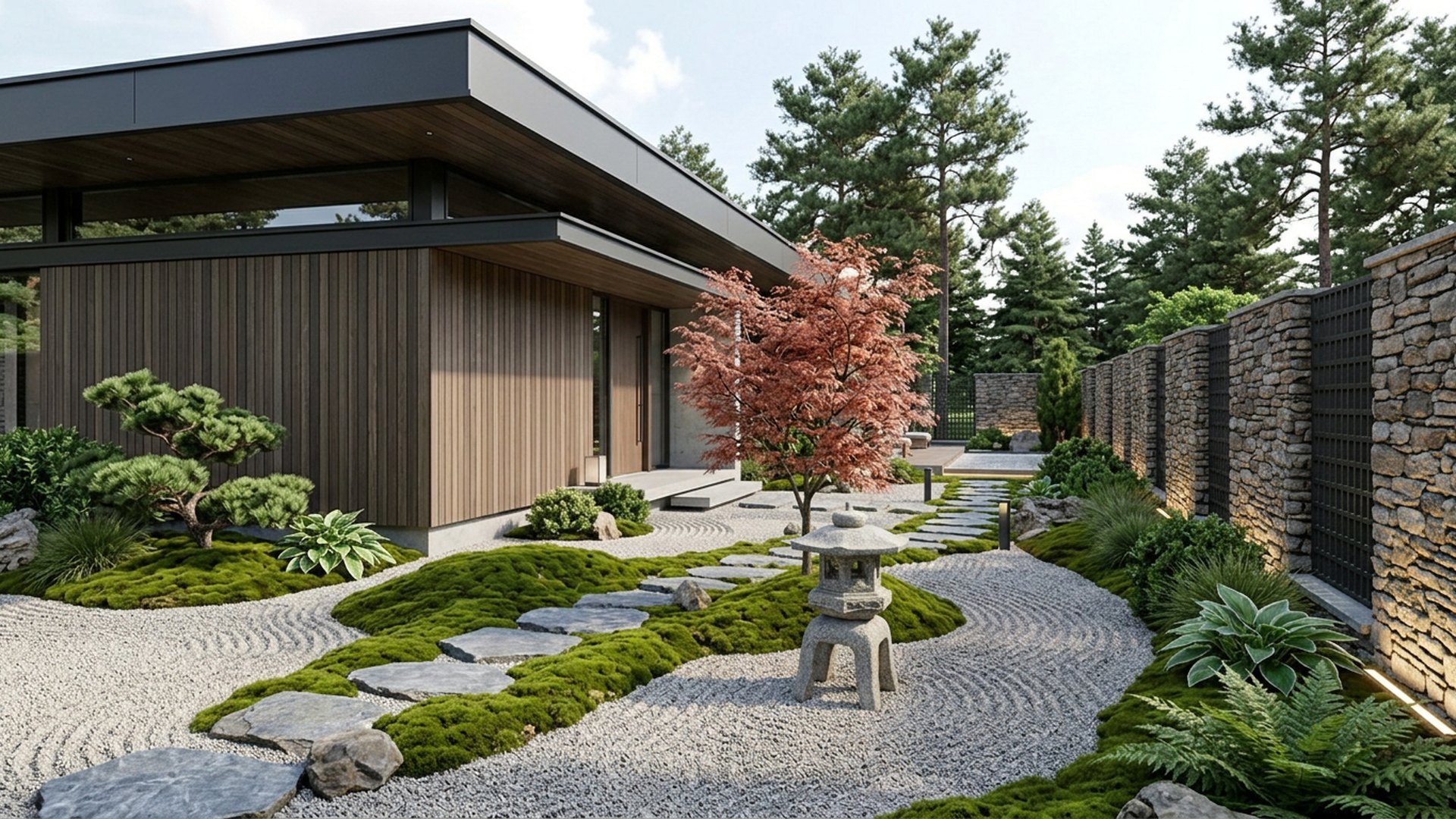 Japanese Garden Designs design concept visualisation photo modern home and garden landscaping. Images and Photos created by www.house-and-garden-designs.com