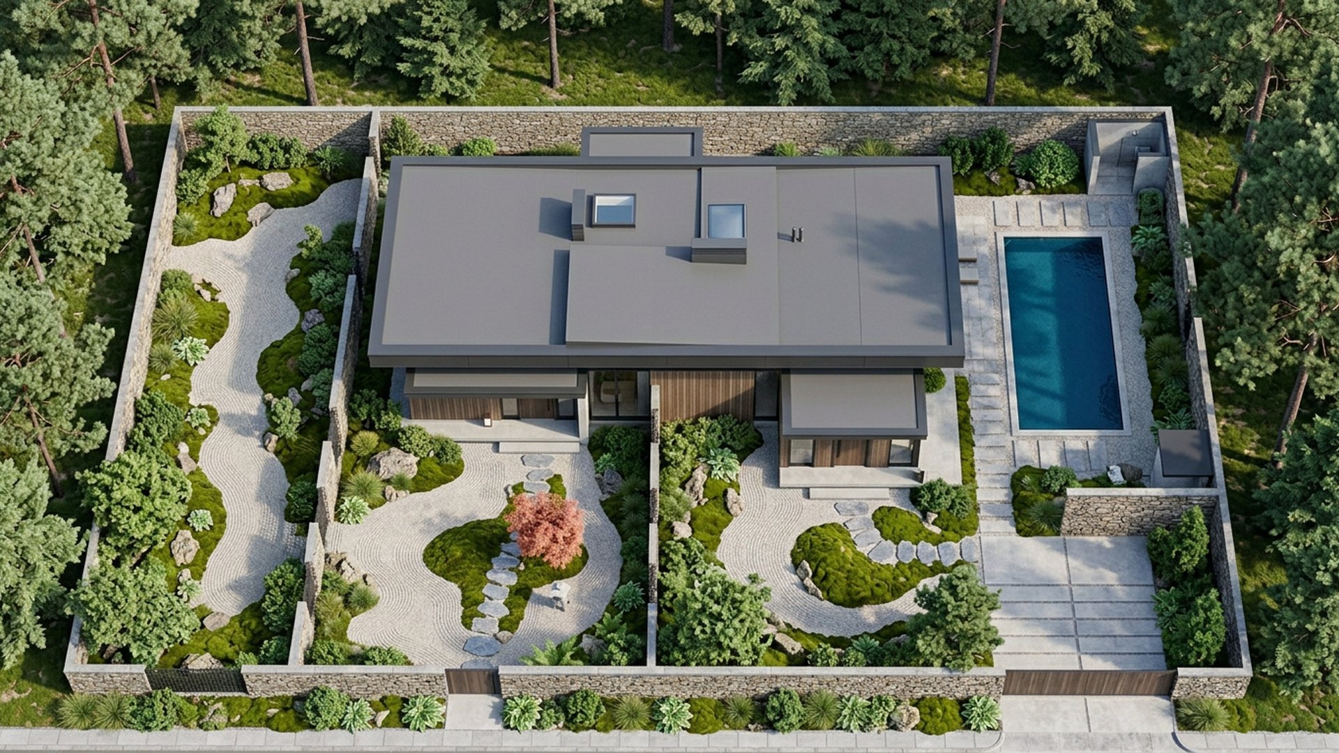 Japanese Garden Designs design concept visualisation photo modern home and garden landscaping. Images and Photos created by www.house-and-garden-designs.com