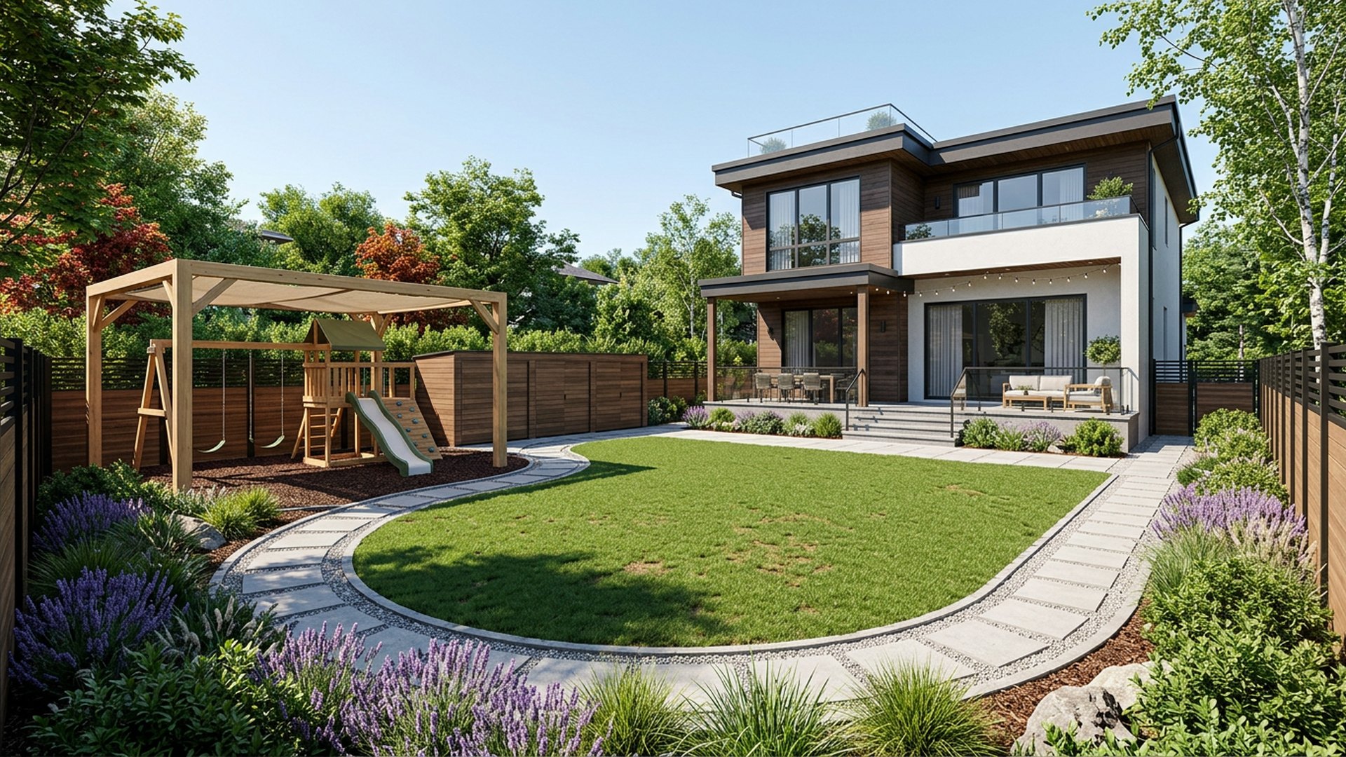 Kids and Dogs Yard backyard landscaping concept — Forward Looking