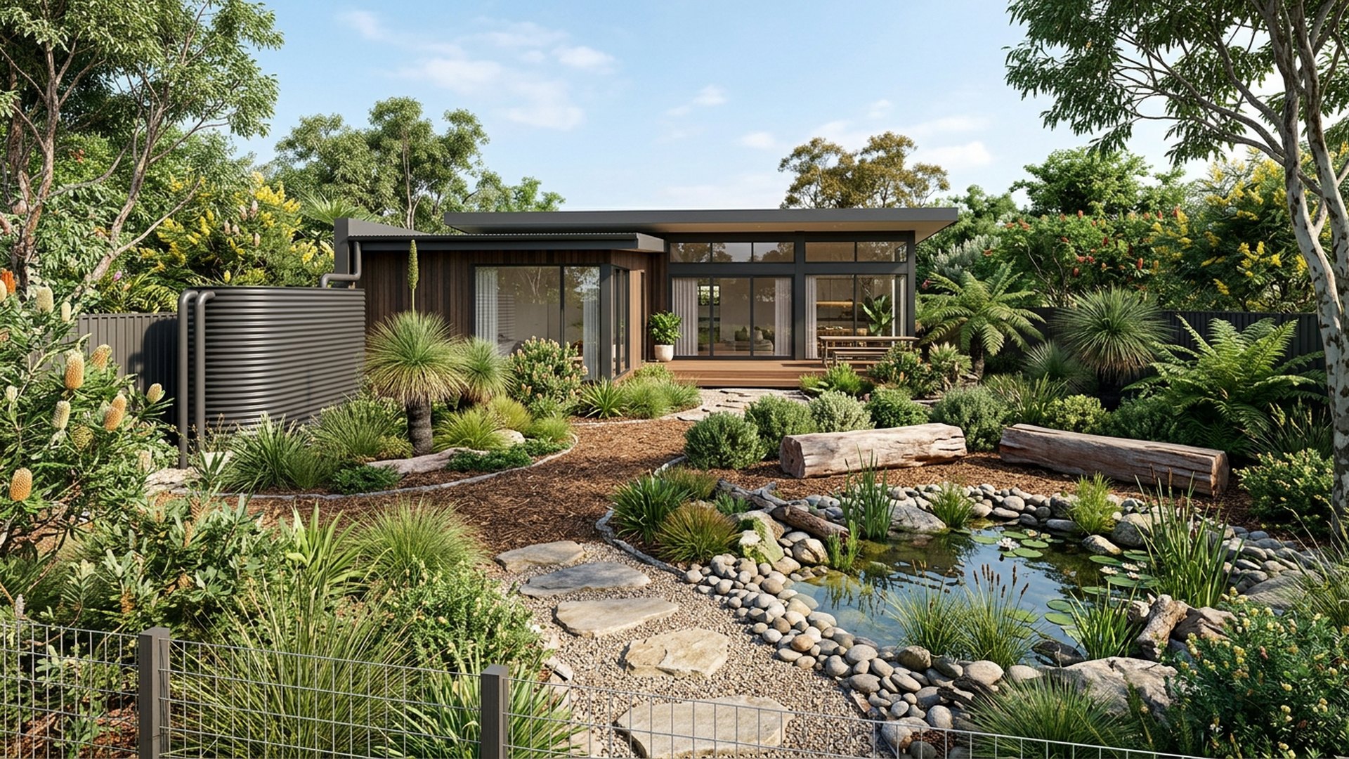 Native Habitat Backyard backyard landscaping concept — Forward Looking