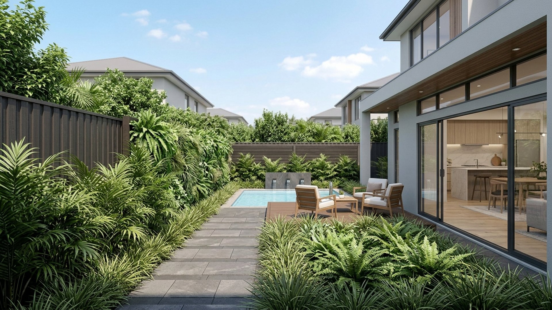 Plunge Pool Designs design concept visualisation photo modern home and garden landscaping. Images and Photos created by www.house-and-garden-designs.com