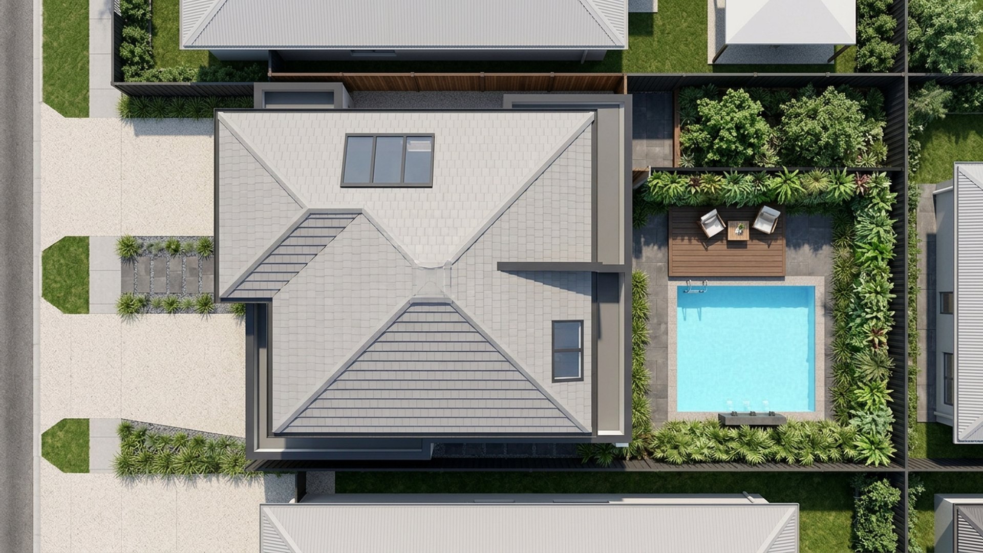 Plunge Pool Designs design concept visualisation photo modern home and garden landscaping. Images and Photos created by www.house-and-garden-designs.com
