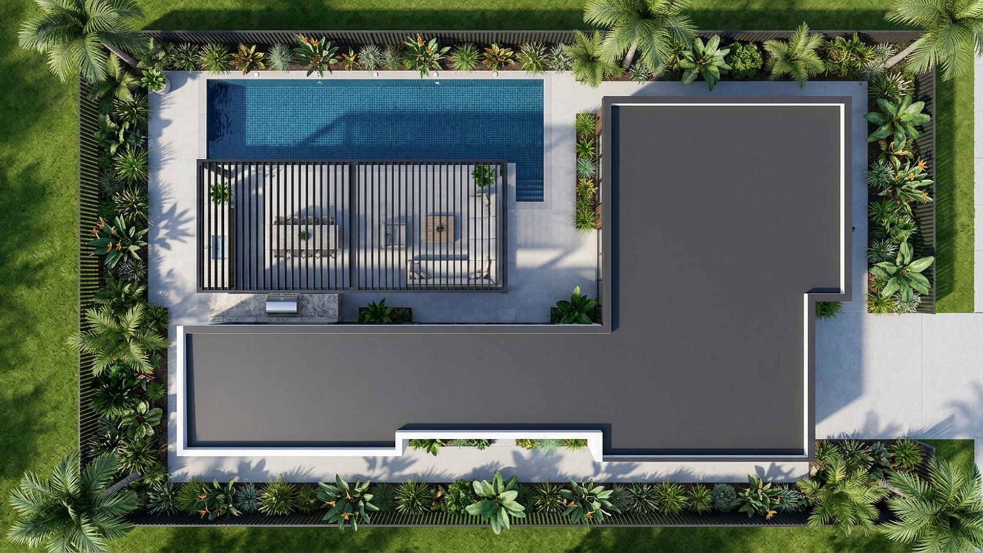 Poolside Pool Designs design concept visualisation photo modern home and garden landscaping. Images and Photos created by www.house-and-garden-designs.com