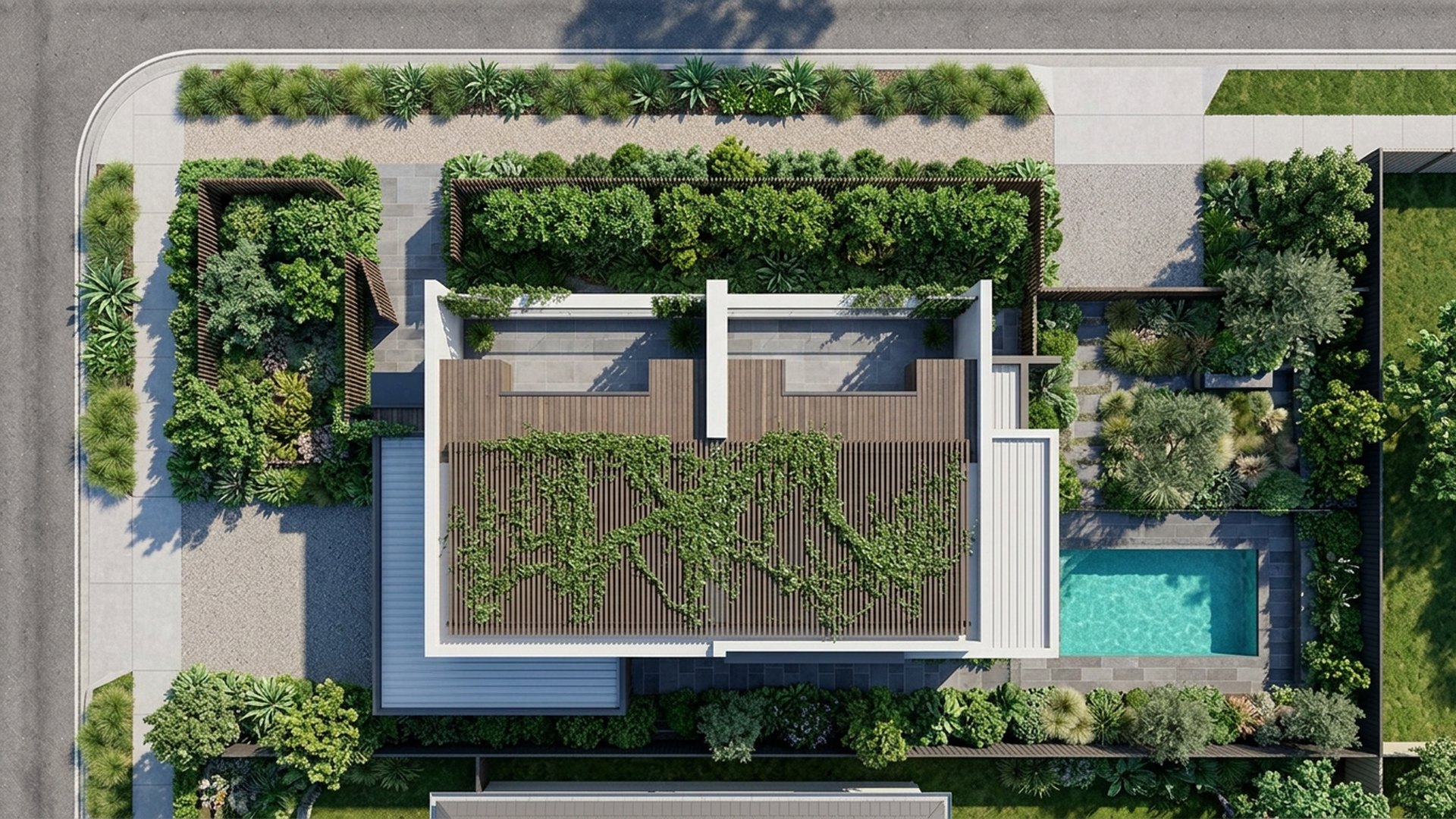 Privacy Home Designs design concept visualisation photo modern home and garden landscaping. Images and Photos created by www.house-and-garden-designs.com