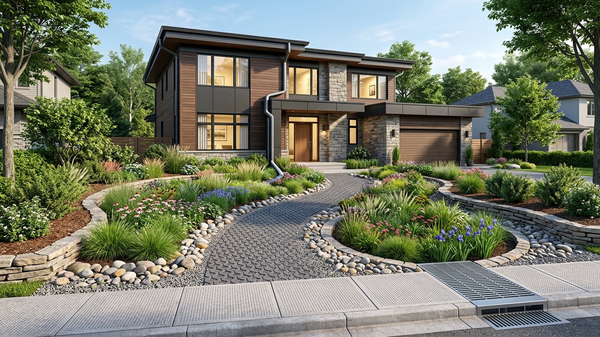Rain Garden Front front yard landscaping concept — Forward Looking