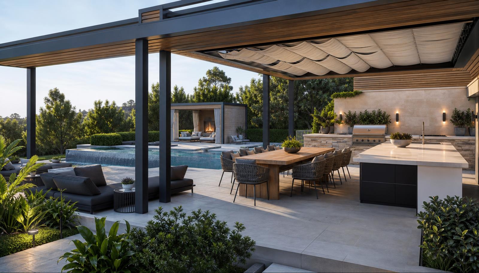 Shade 03 Pergola Designs design concept visualisation photo modern home and garden. Images and Photos created by www.house-and-garden-designs.com