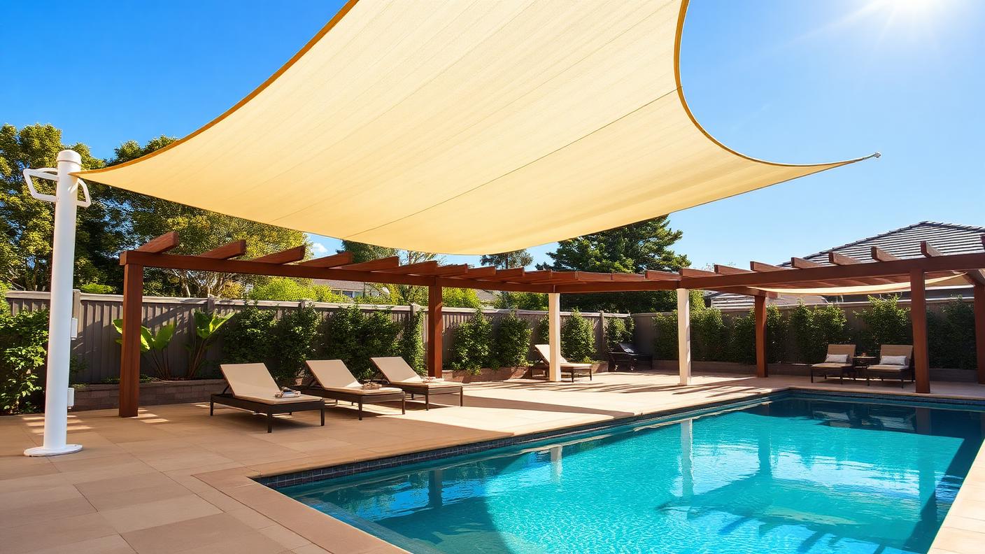 Shade Pool Designs design concept visualisation photo modern home and garden landscaping. Images and Photos created by www.house-and-garden-designs.com