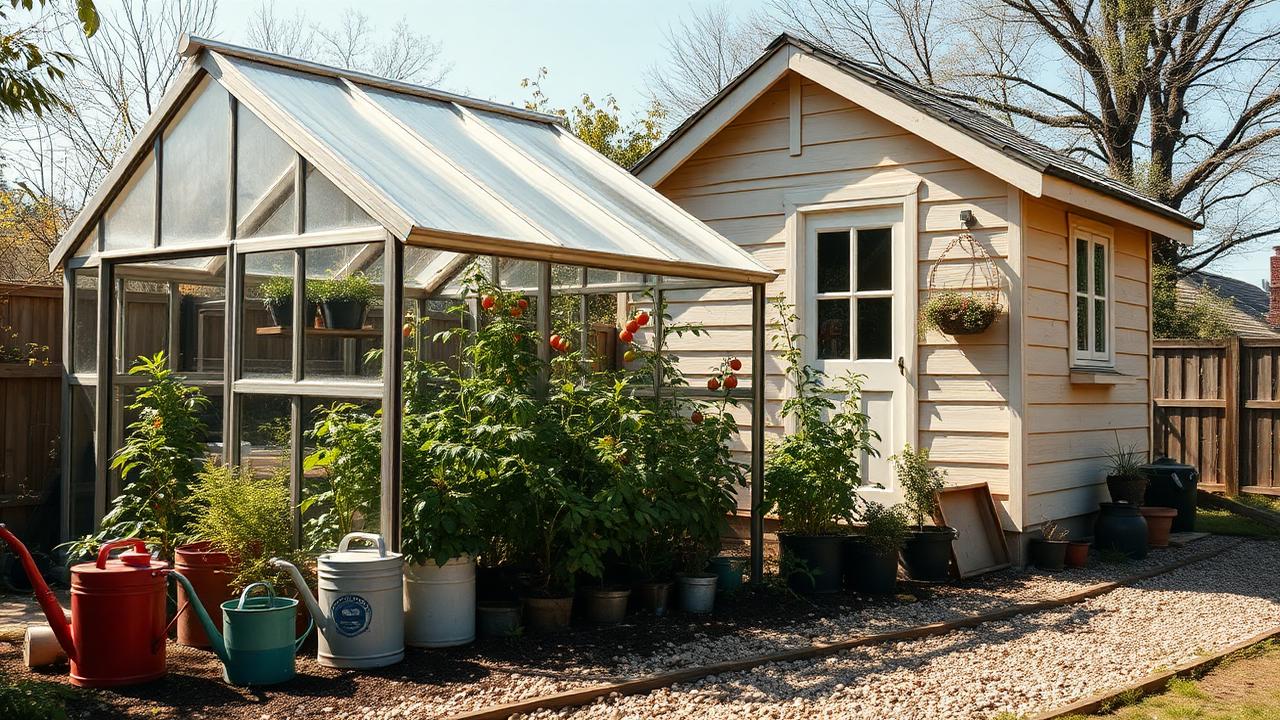 Tiny home with a lean-to greenhouse tiny home design with garden The greenhouse is bolted straight onto the north wall. Images and Photos created by www.house-and-garden-designs.com