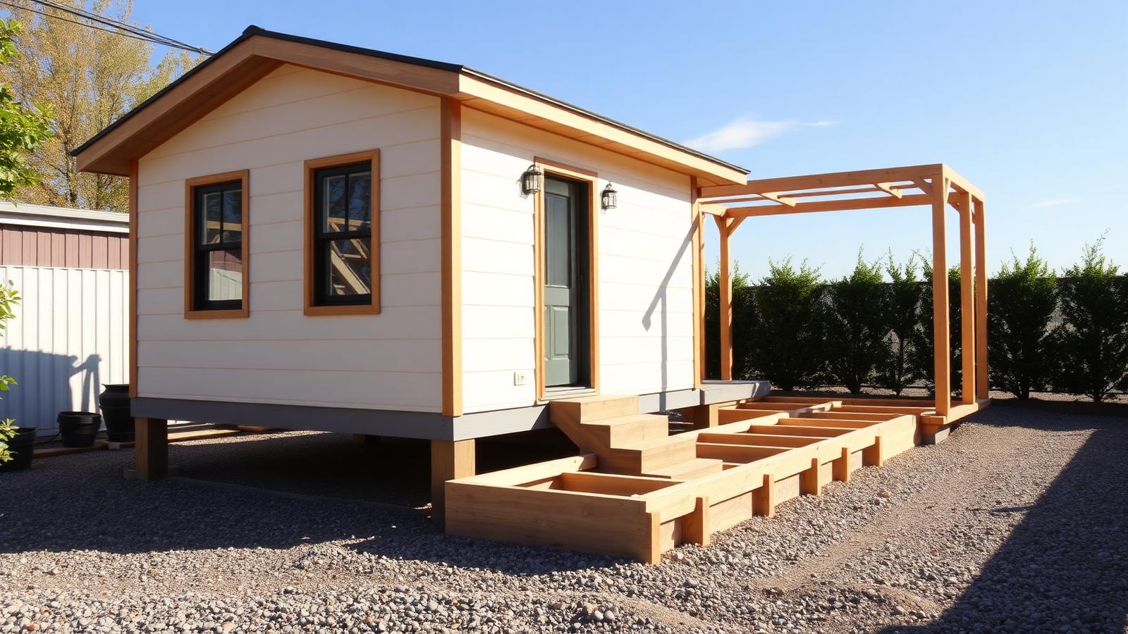 The stage-one home built to grow tiny home design with garden A finished small cabin with the footings and frame. Images and Photos created by www.house-and-garden-designs.com
