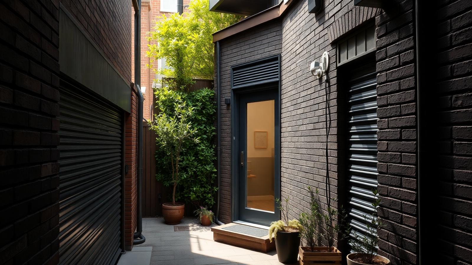 Inner city laneway house tiny home design with garden A compact brick and timber home tucked into a narrow laneway. Images and Photos created by www.house-and-garden-designs.com