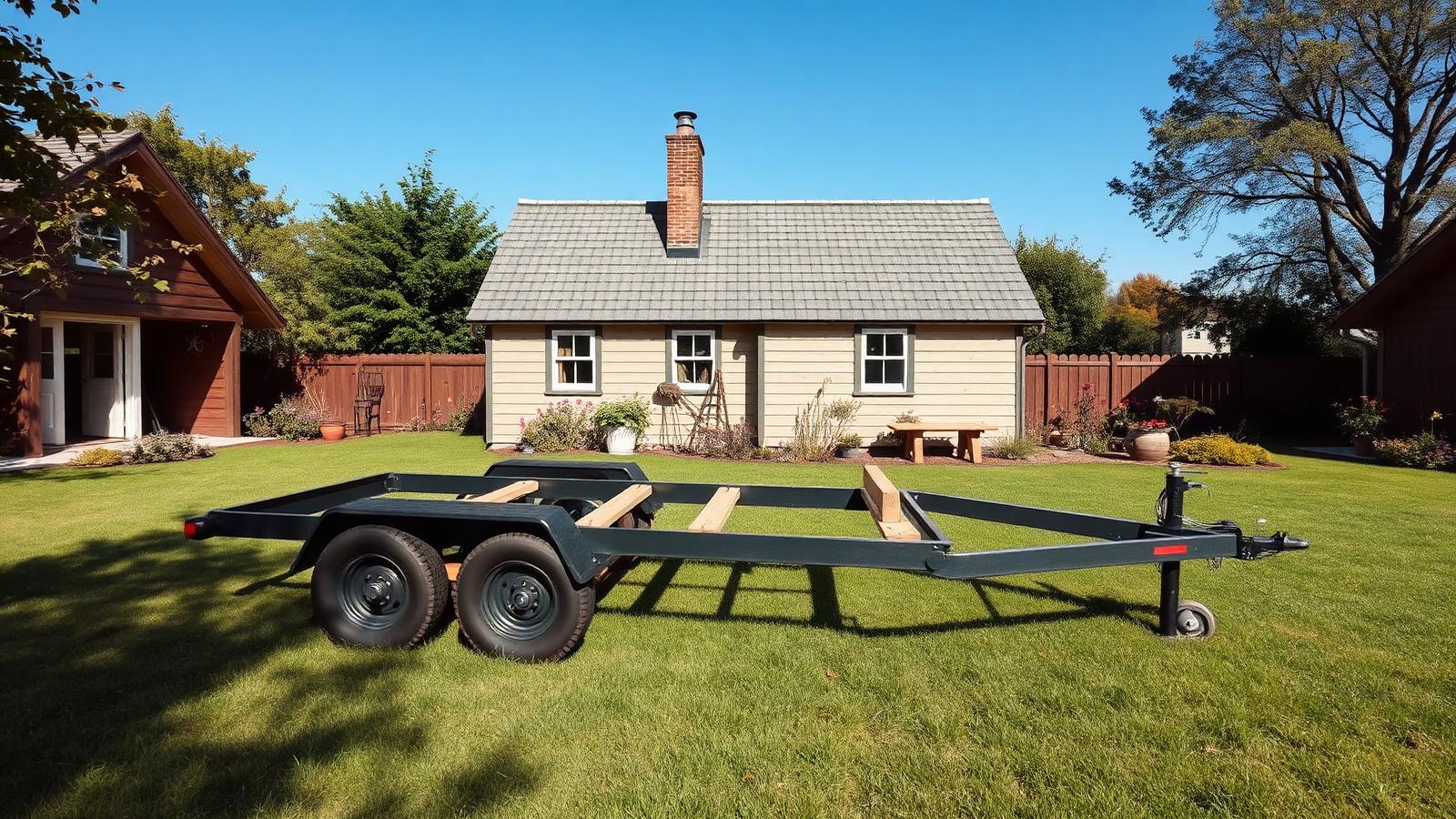 Chassis and floor cassette for a towable build tiny home design with garden A hot-dip galvanised trailer with the floor. Images and Photos created by www.house-and-garden-designs.com