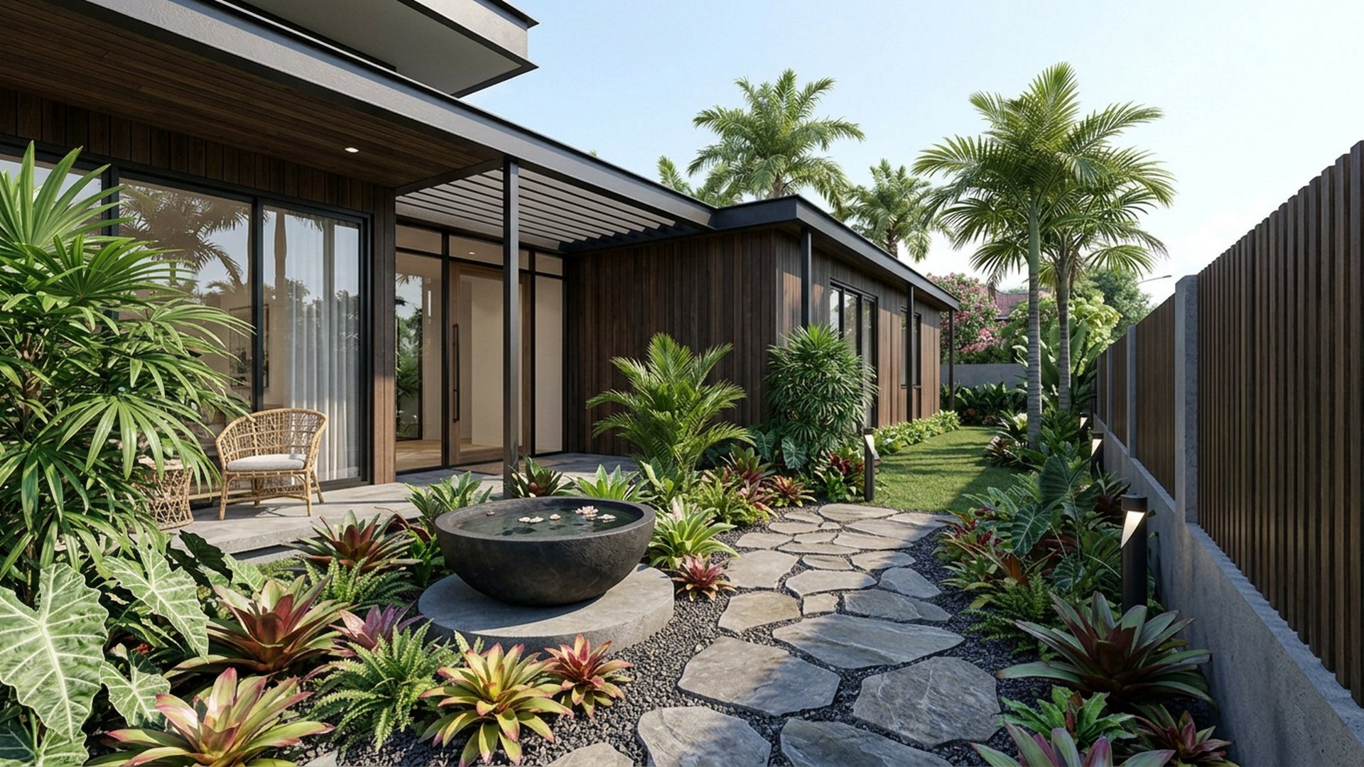 Tropical Home Designs design concept visualisation photo modern home and garden landscaping. Images and Photos created by www.house-and-garden-designs.com