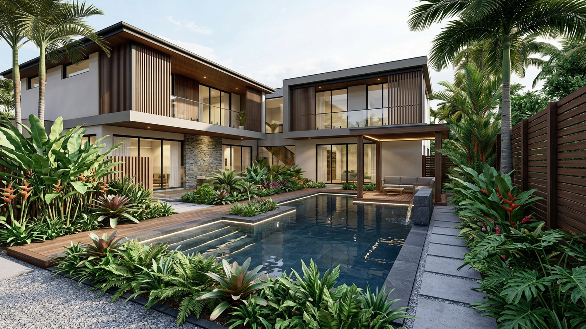 Tropical Oasis backyard landscaping concept — Forward Looking