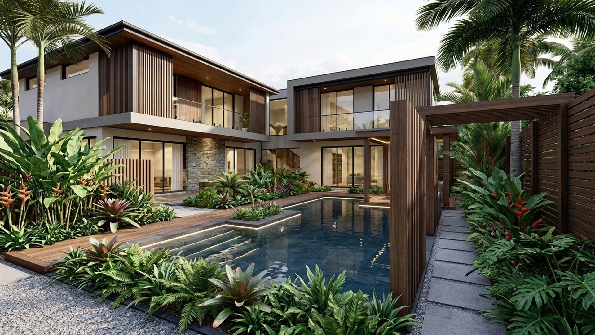 Tropical Home Designs design concept visualisation photo modern home and garden landscaping. Images and Photos created by www.house-and-garden-designs.com