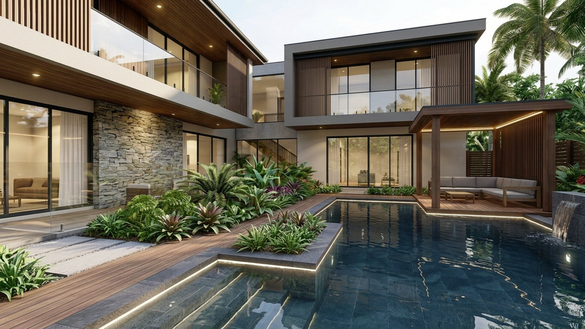 Tropical Home Designs design concept visualisation photo modern home and garden landscaping. Images and Photos created by www.house-and-garden-designs.com