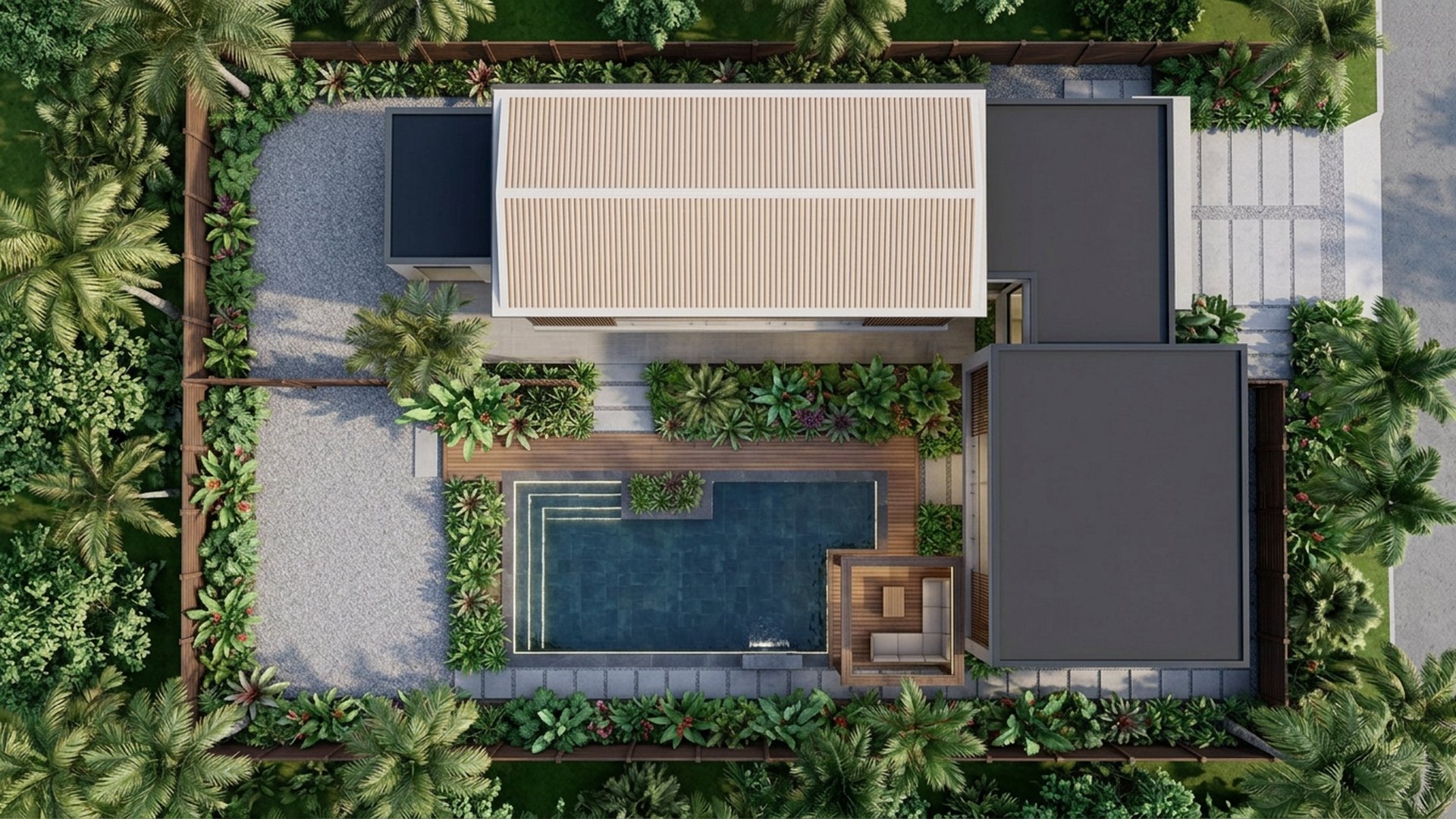 Tropical Home Designs design concept visualisation photo modern home and garden landscaping. Images and Photos created by www.house-and-garden-designs.com