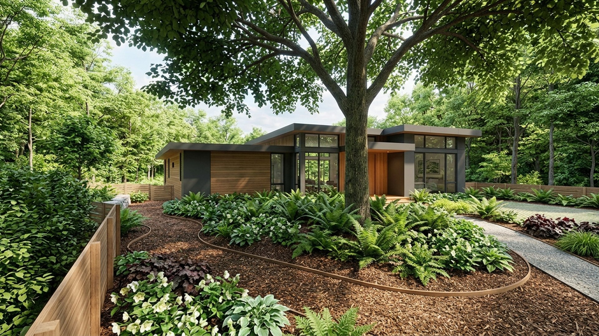 Woodland Pergola Designs design concept visualisation photo modern home and garden landscaping. Images and Photos created by www.house-and-garden-designs.com